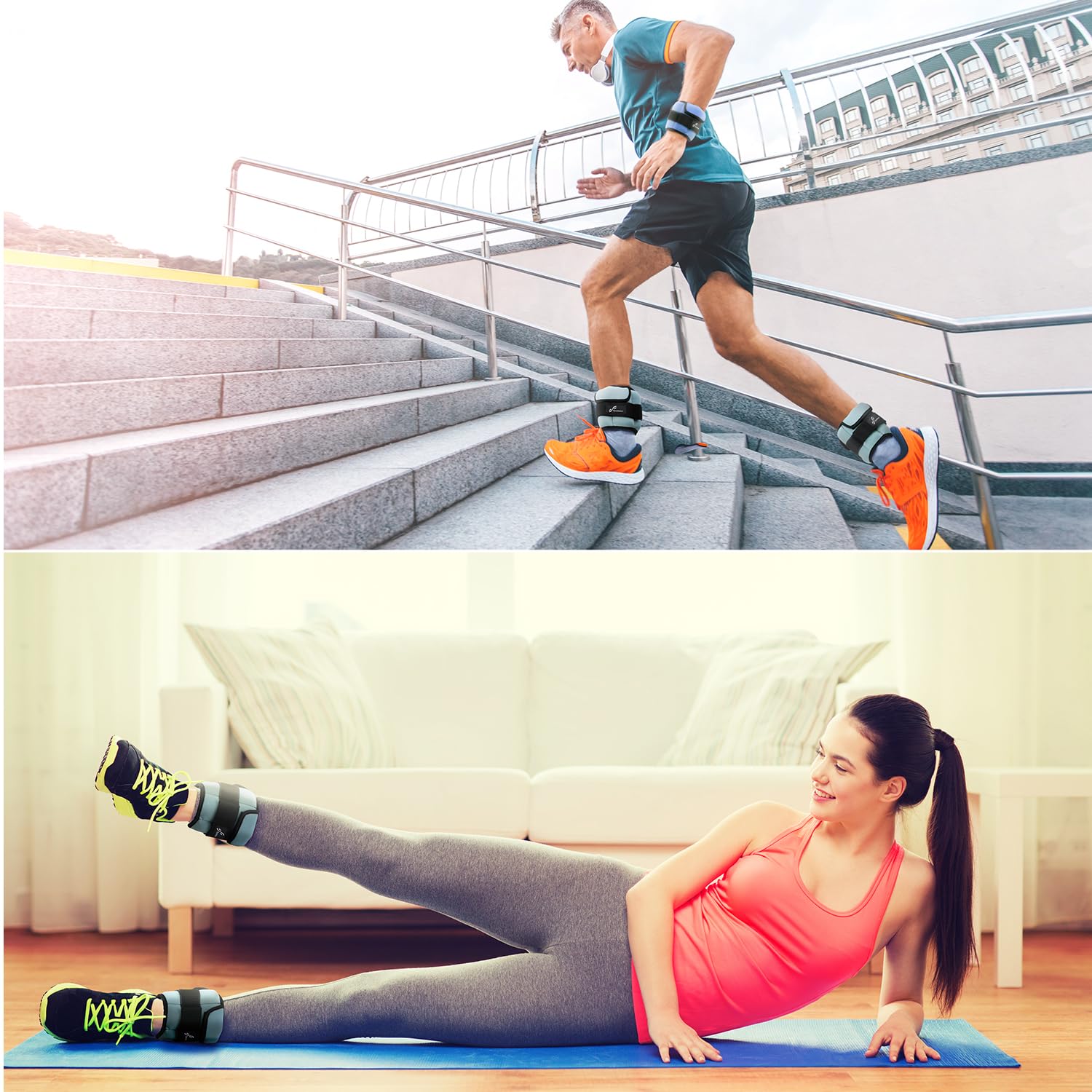 Sportneer Pesas Para Tobillos Ajustables: Del 0,45kg Al 2,3kg Por Pierna, Ideales Para Gimnasio, Yoga, Rehabilitación Y Fortalecimiento Muscular (Par De 0,9kg A 4,5kg)