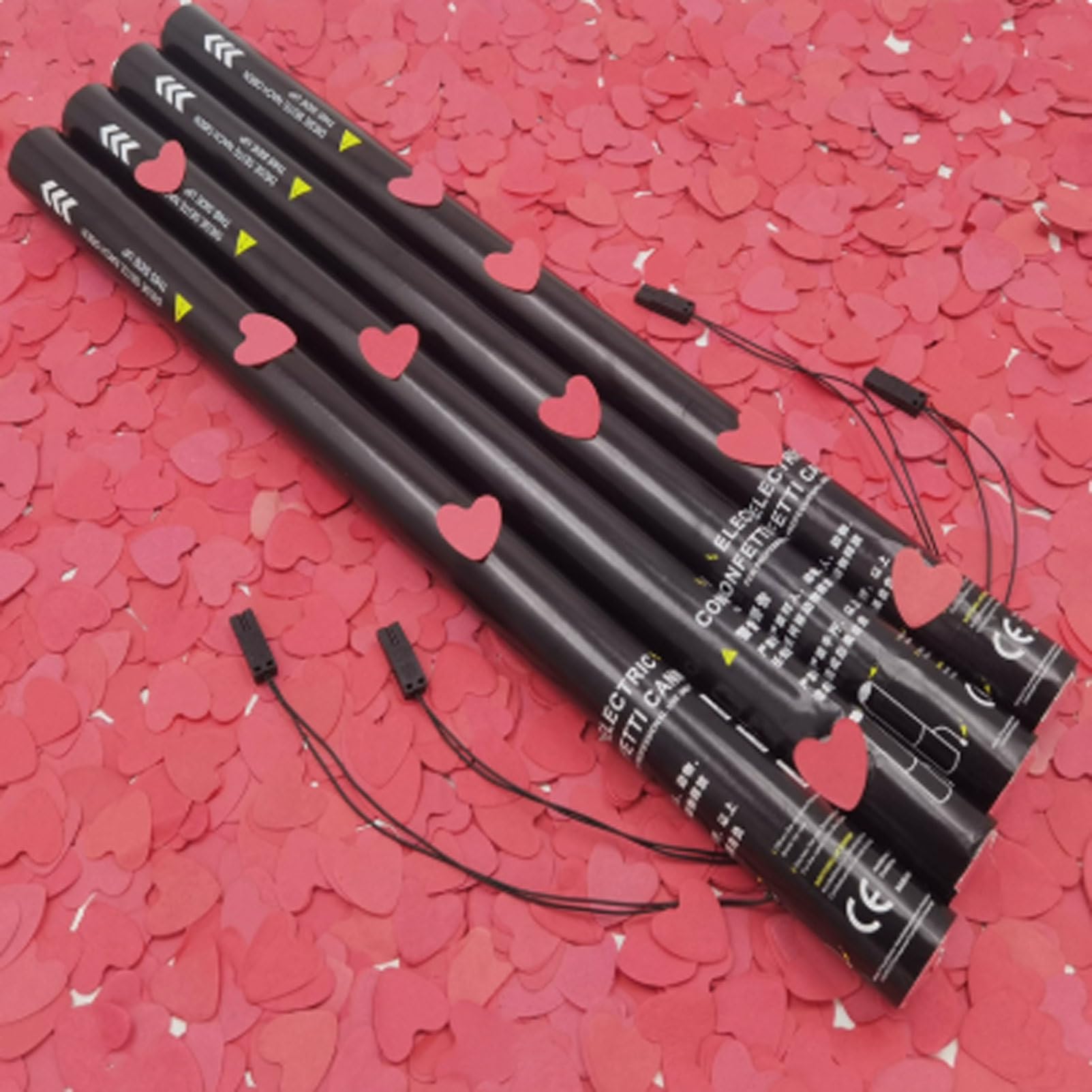 Pvxa Concierge Flowers Atmosphere Gun,Professional Bar Atmosphere Confetti Jet Machine,25pcs Coloured Party Poppers,for Special Event, Parties RedHeart