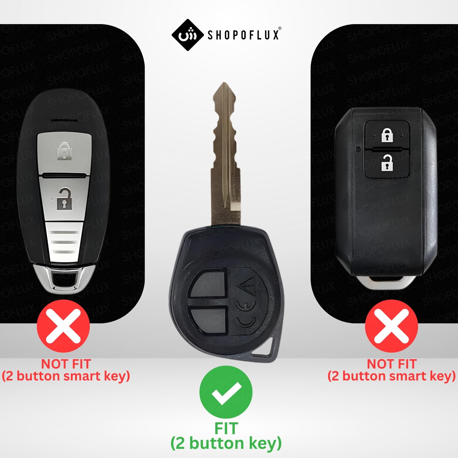 SHOPOFLUX Metal Key Cover Compitable For Suzuki Swift | Ertiga | Wagonr | Celerio | Swift Dzire | Alto | Fronx | Breza | S Presso | Ignis 2 Button Remote Key, Black