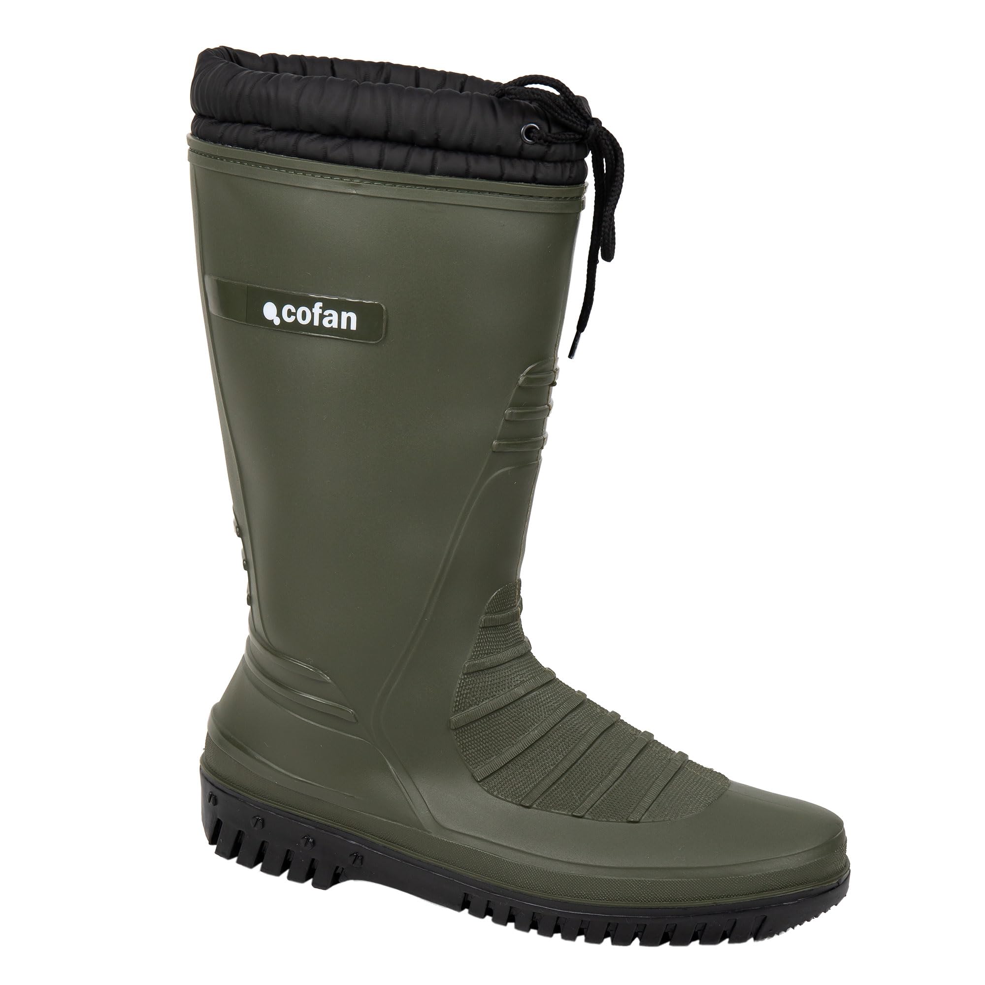 Cofan Kalosze z polarową podszewką | Wodoodporne buty w kolorze zielonym | Wykonane z PVC, Zielony czarny, 42 EU