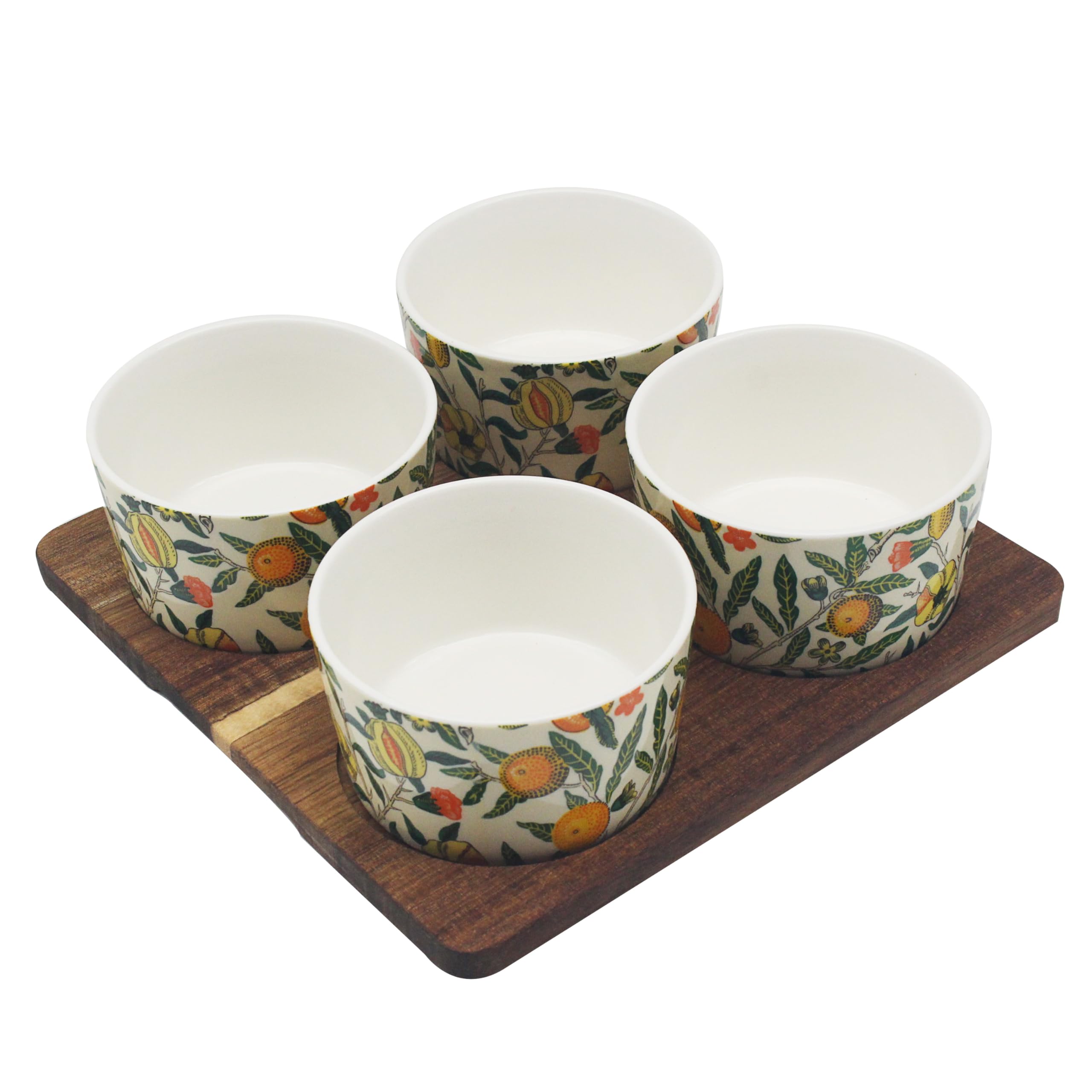 The Leonardo Collection Snack Bowls Wooden Tray William Morris Fruits 4 Snacks Bowls And Wood Tray