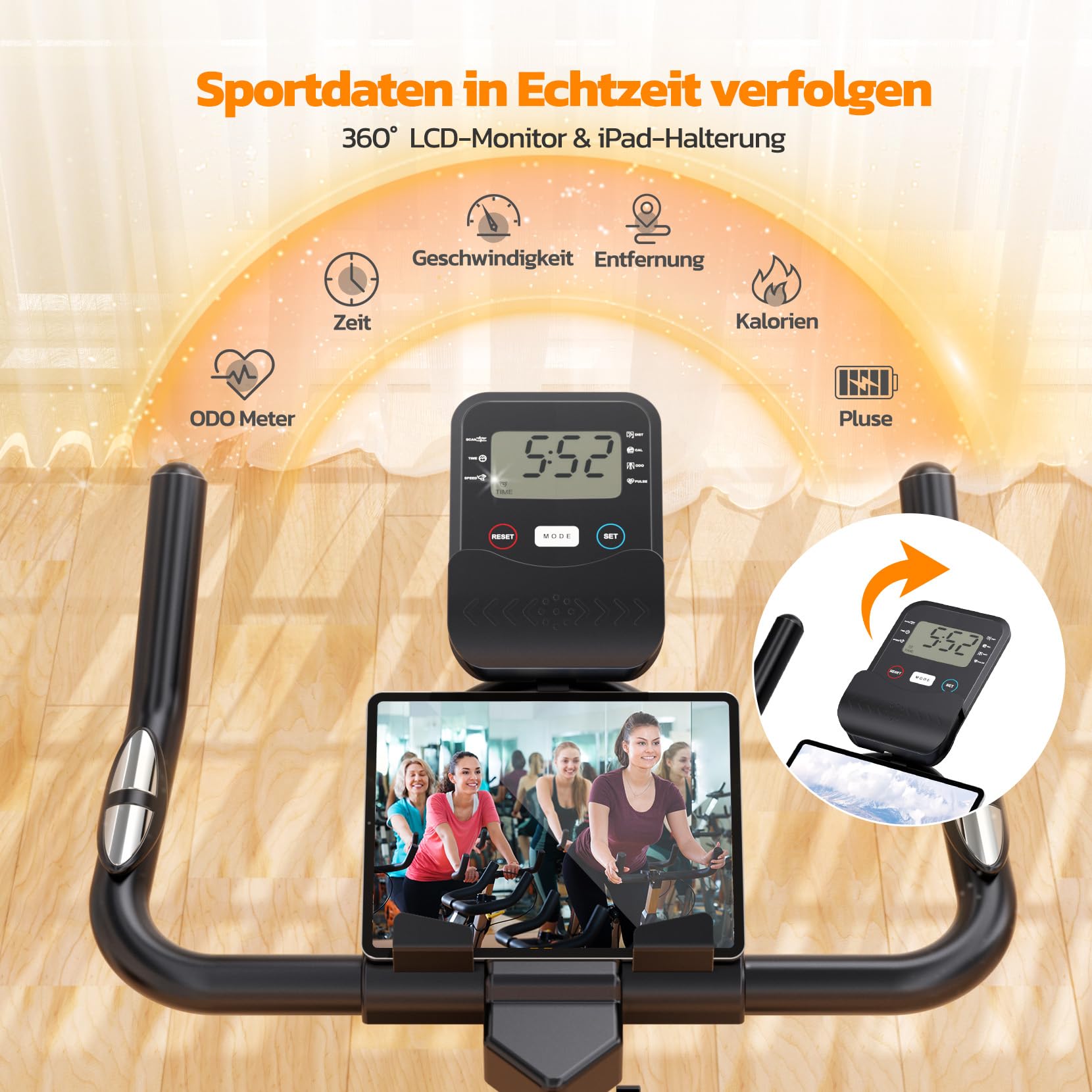 Dripex Heimtrainer Fahrrad mit Magnetischem Widerstand, Leises Indoor Fitnessbike mit Herzfrequenzmonitor&LCD Monitor, Stationäre Fahrräder für zu Hause mit 8KG Schwere Schwungrad, Max.150kg
