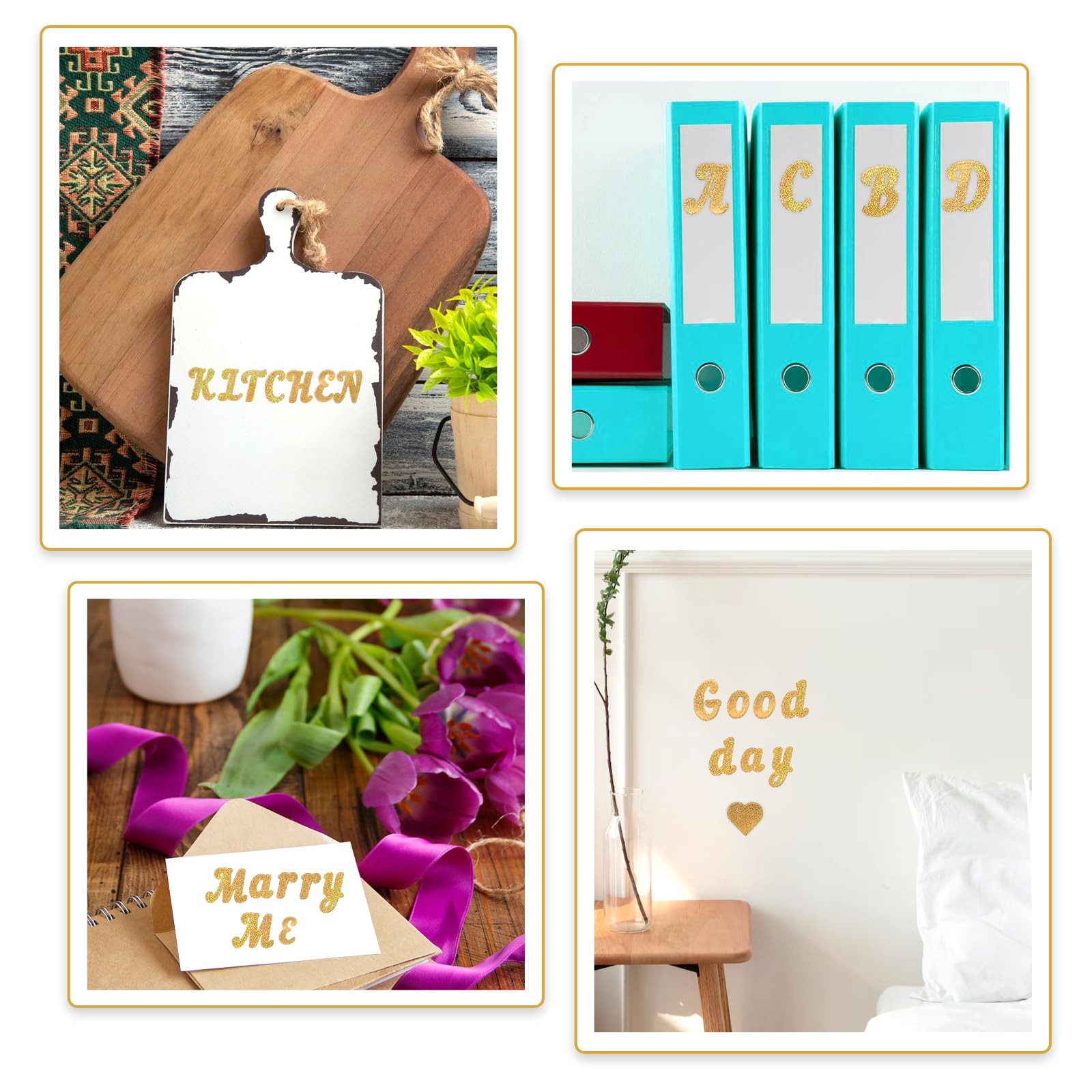 Giantree Petit Kit D'autocollants En Vinyle Imperméable Pour Boîte Aux Lettres, Bouteille D'eau, Scrapbooking, Carnet De Notes (doré