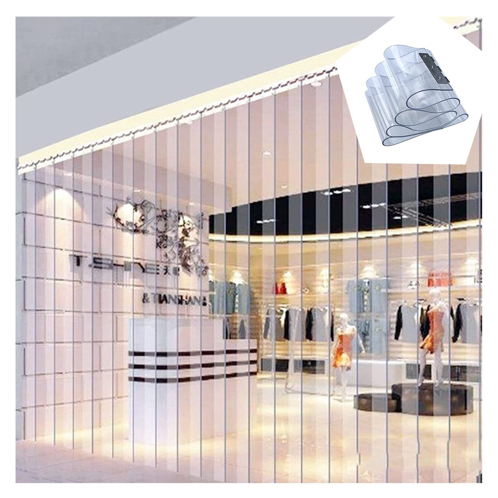Tenda a Strisce in PVC Strisce per Porte in Vinile Tenda a Strisce Industriale Tende Verticali in PVC Tenda a Doghe per Supermercati, Magazzini (Size : 105x210cm/41.34x82.68in)