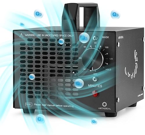 Miniatura 8 de Airthereal MA5K - Generador de ozono para el hogar, eliminador de olores ionizador de aire de ozono con temporizador de 120 minutos, diseño ligero,