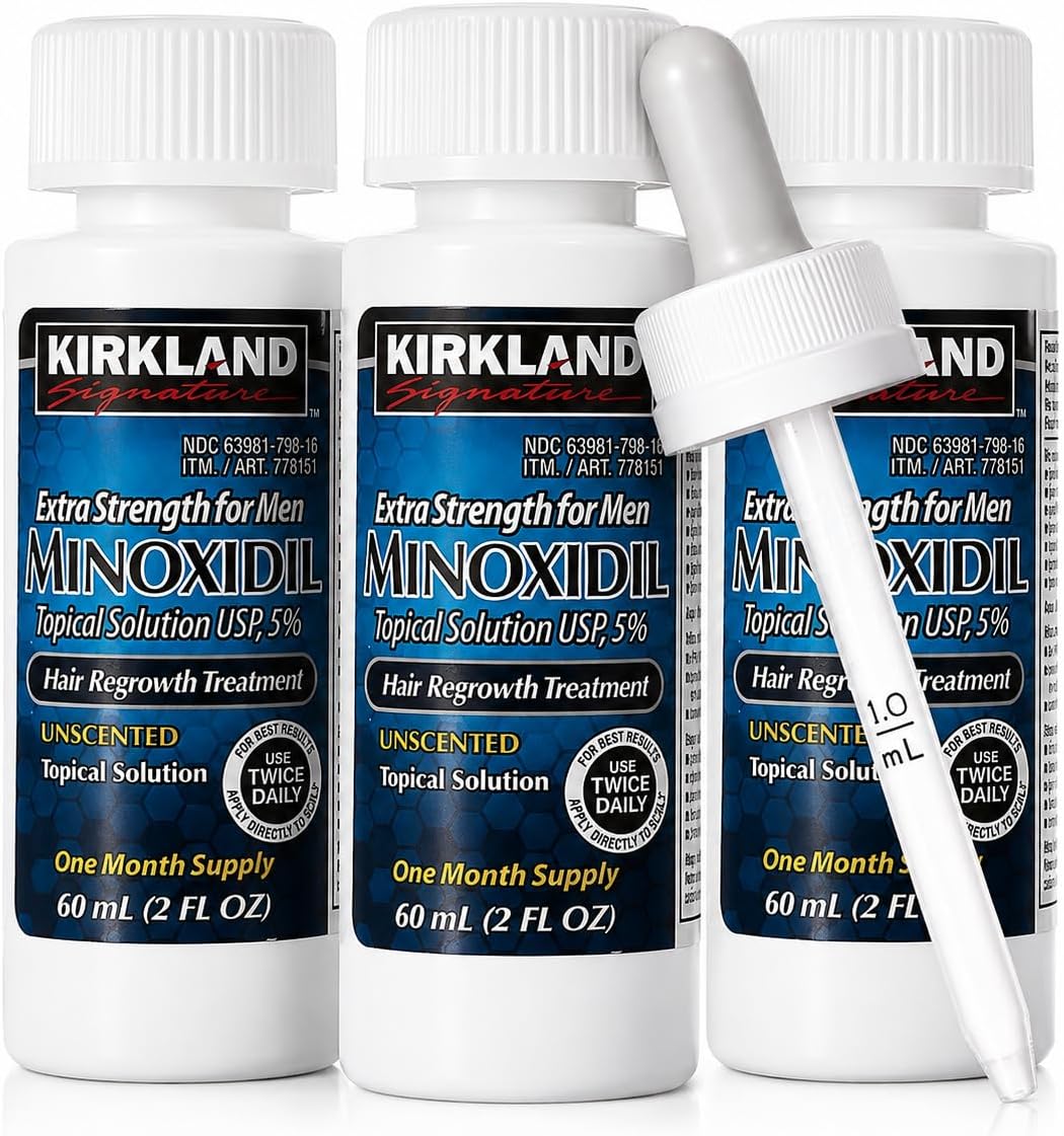 Men Hair Loss Regrowth Revitalizes Hair Follicles 5% Minoxidil Topical Solution 3 Months Supply Size 3 X 2 Fl. Oz (60 Ml) Original