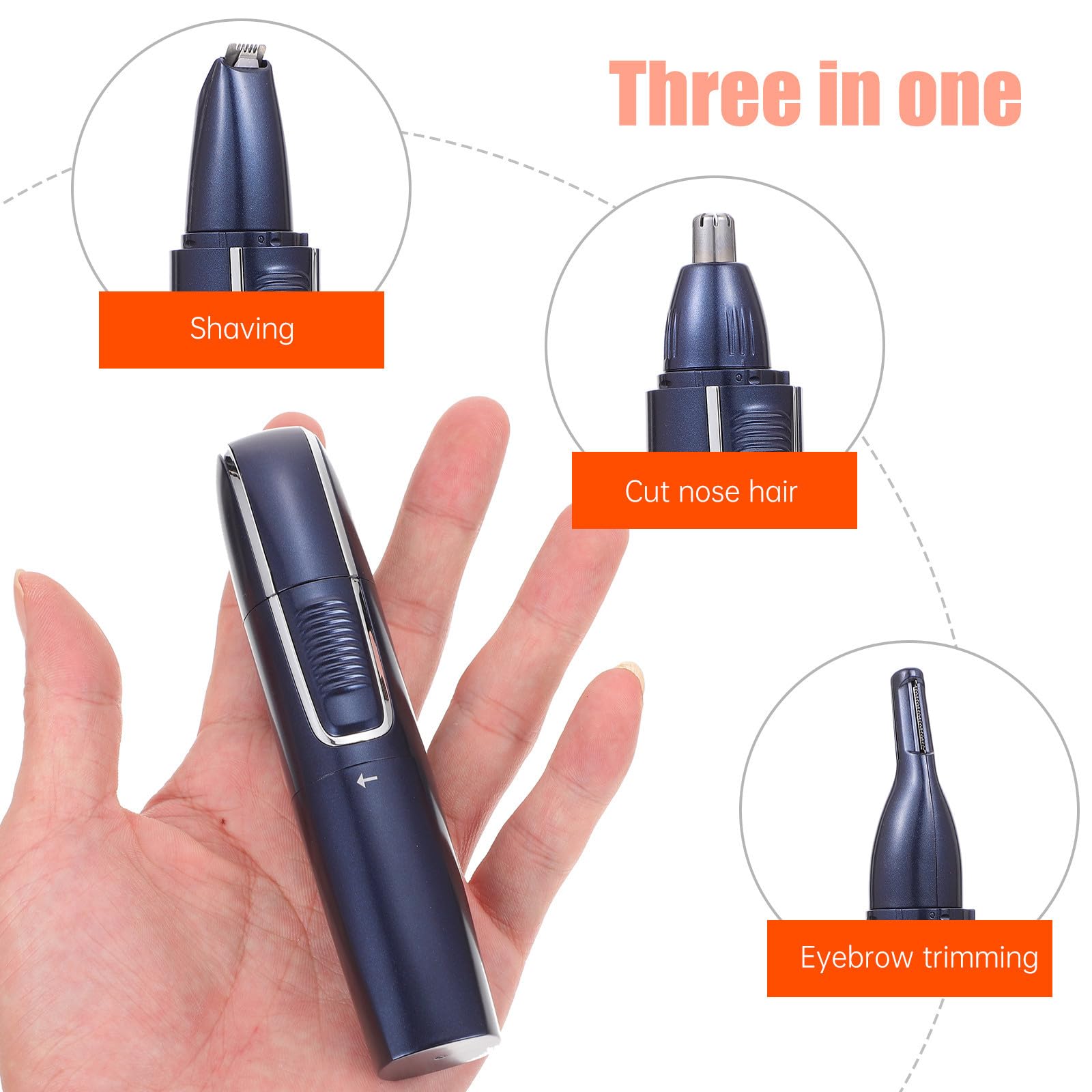 Recortadora de Pelo Nasal USB Lavable para Hombres, Azul ABS