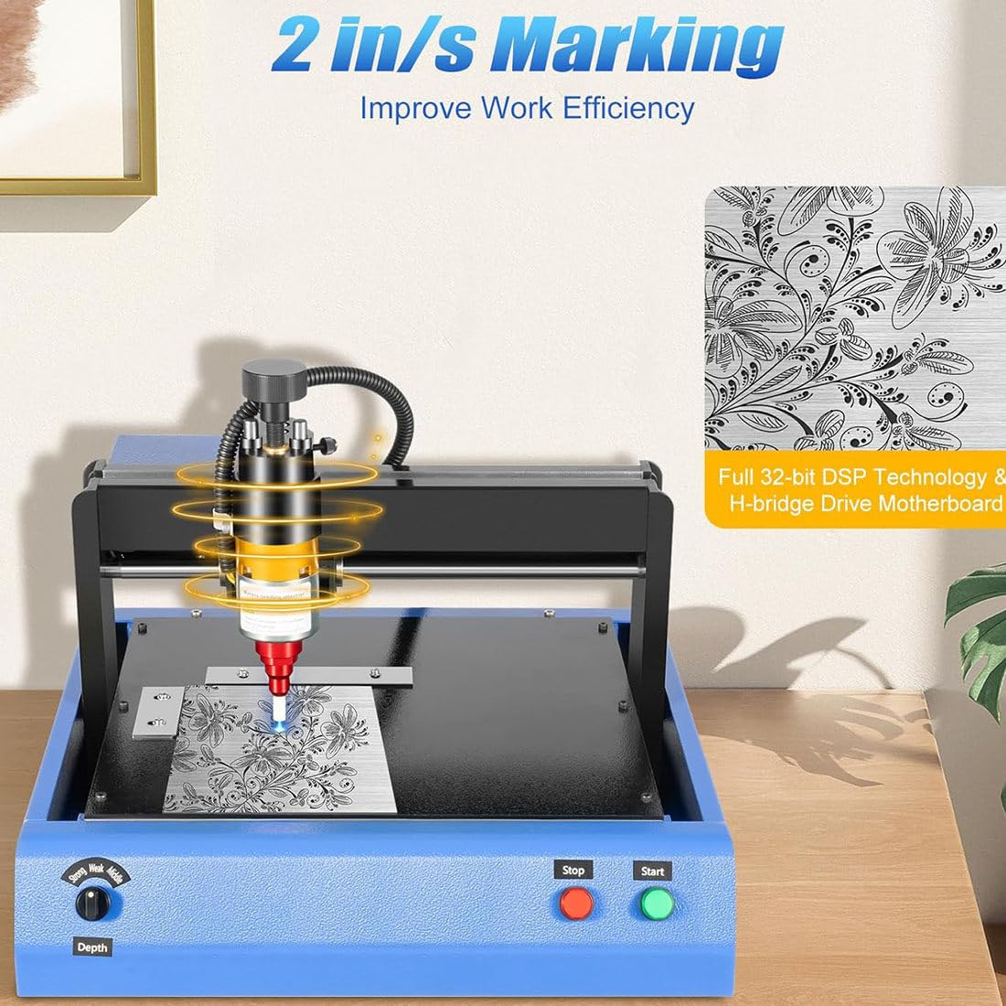 Dot Peen - Máquina de marcado de metal, grabador de 400 W para números y letras, grabado de placa de identificación de 200 x 150 mm, velocidad de marcado de 2 pulgadas/S
