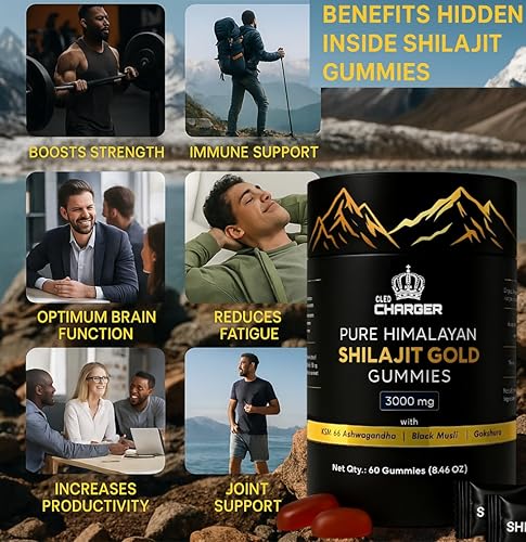 Miniatura 8 de Shilajit - Gomitas para hombres y mujeres  3000 mg Shilajit orgánico puro del Himalaya con Ashwagandha Gokshura  Sin OMG, sin azúcar añadida  Más de
