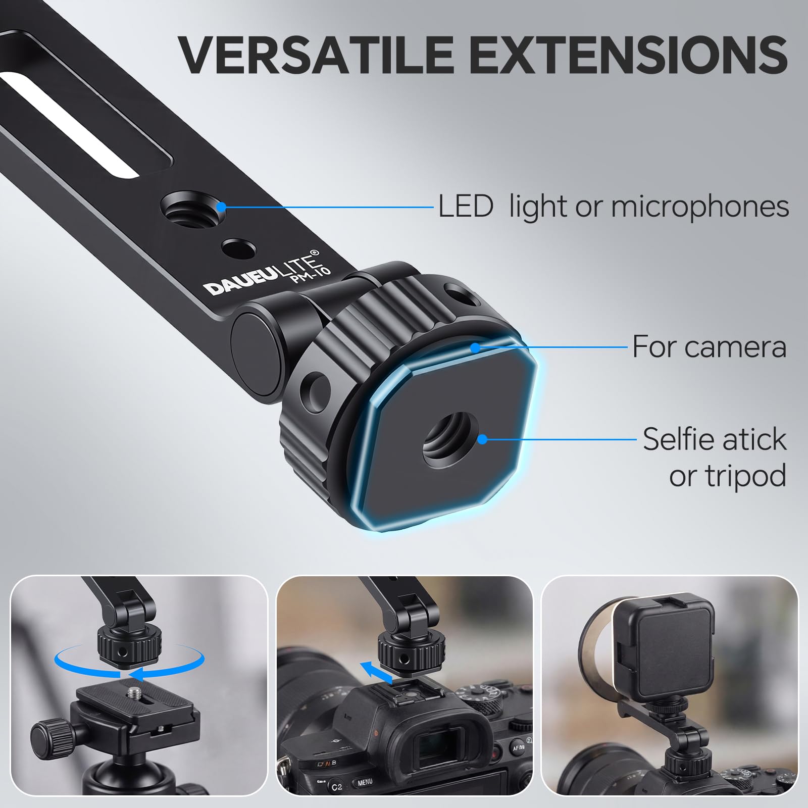 Soporte de trípode para teléfono con zapatos fríos, adaptador de trípode de metal para smartphone compatible con iPhone, soporte para teléfono celular multiángulo, agarre de teléfono de mano