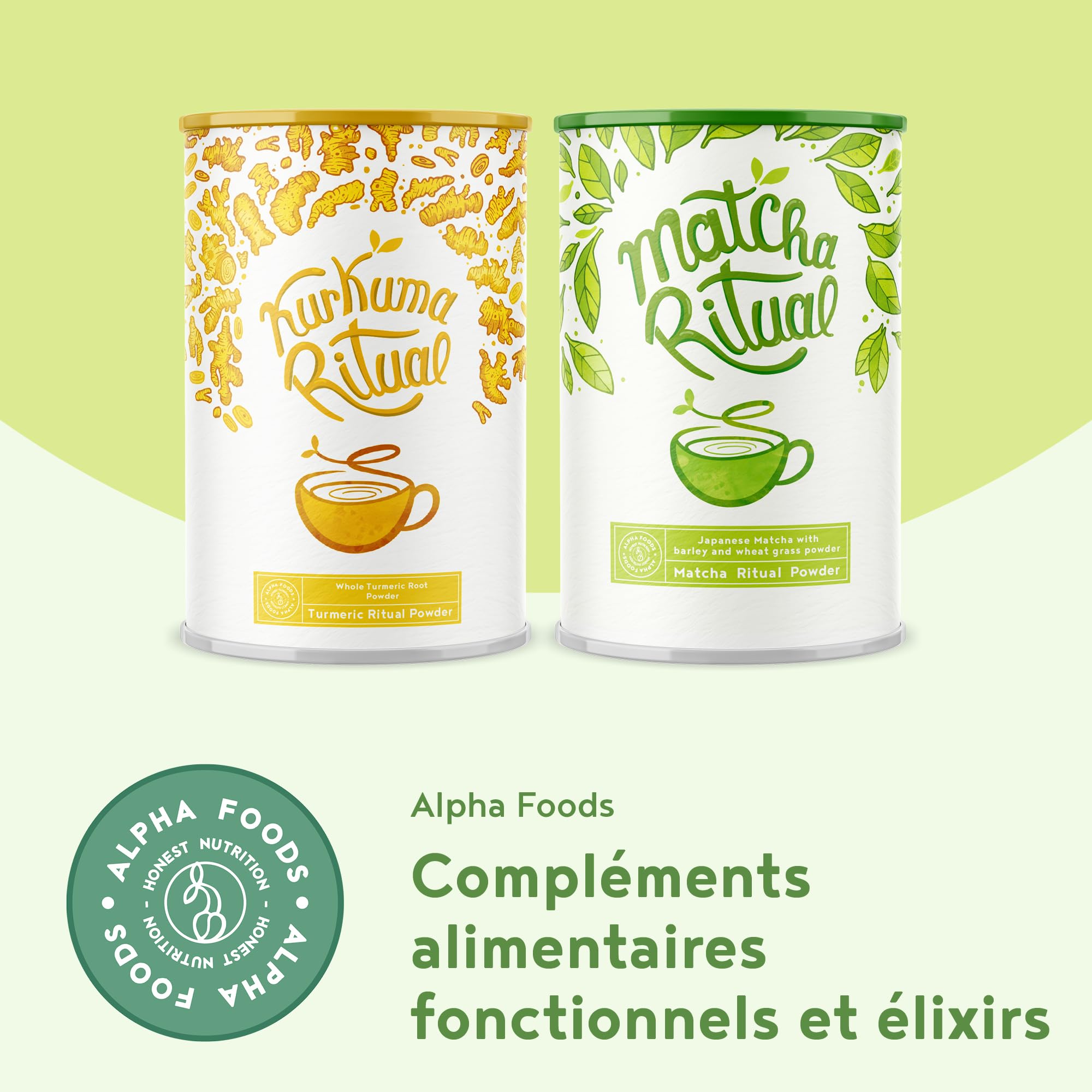Matcha Ritual - Latte au thé vert Matcha enrichi en lait de coco, agropyre et herbe d’orge - Matcha de qualité supérieure pour la cérémonie du thé japonaise - 210 g de poudre