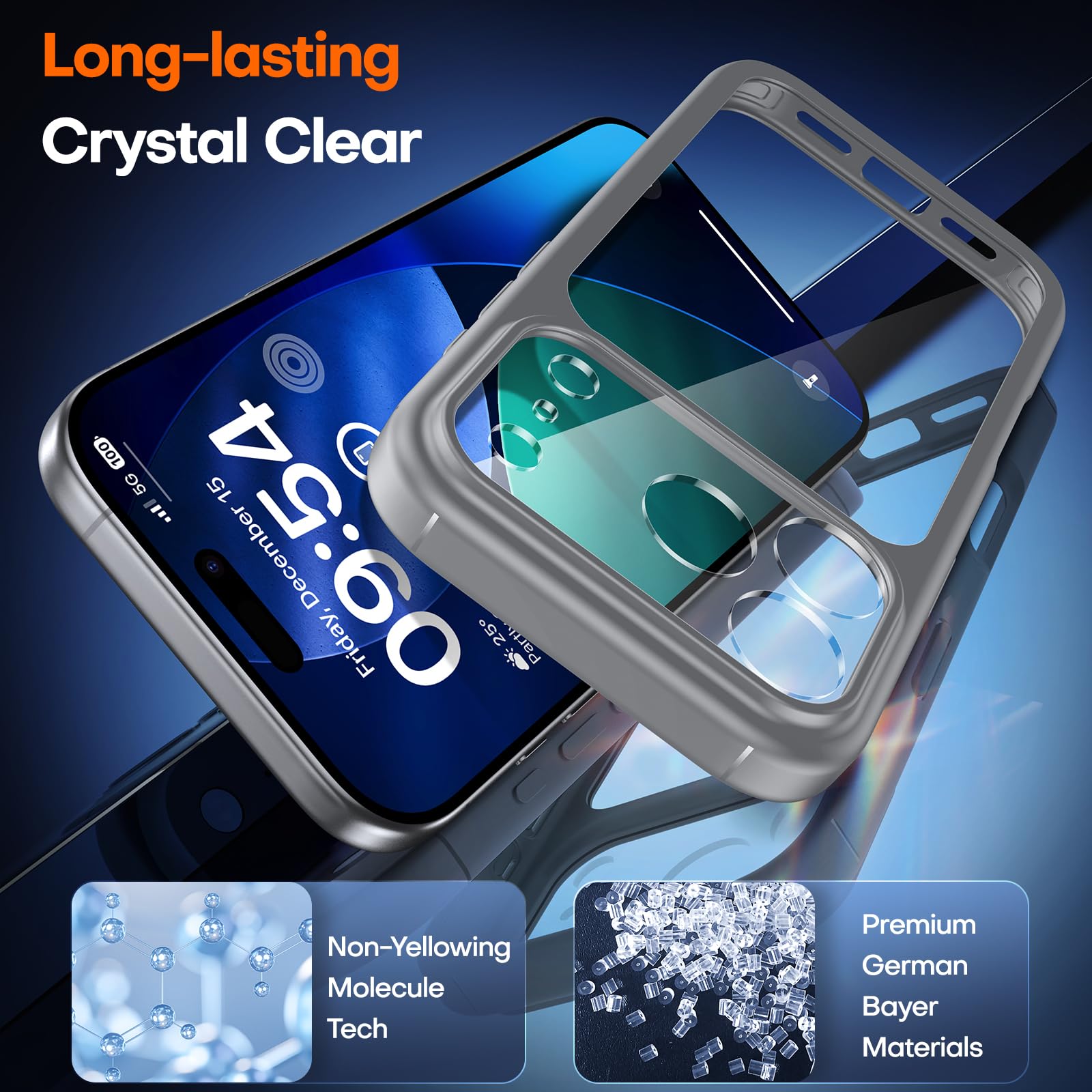 TAURI Cover per iPhone 17 Pro Max con Pellicola in Vetro Temperato,Protezione Completa della Fotocamera,Custodia per Sottile Antishock, Anticaduta - Grigio