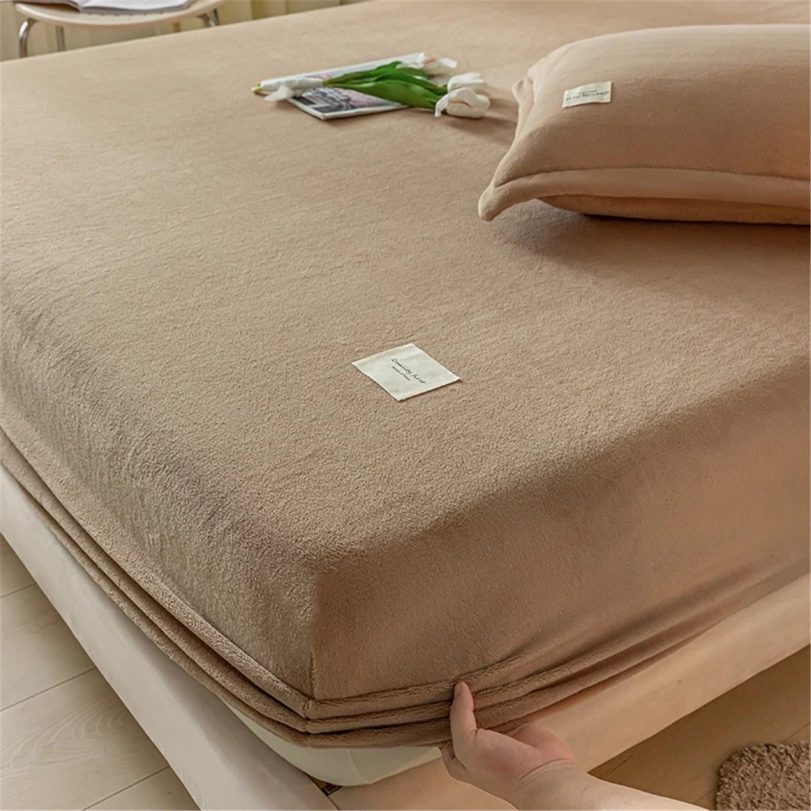 Fluwelen hoeslaken - Queen/King Size Winter Warm Gezellig Zacht laken met elastische band, groene sprei