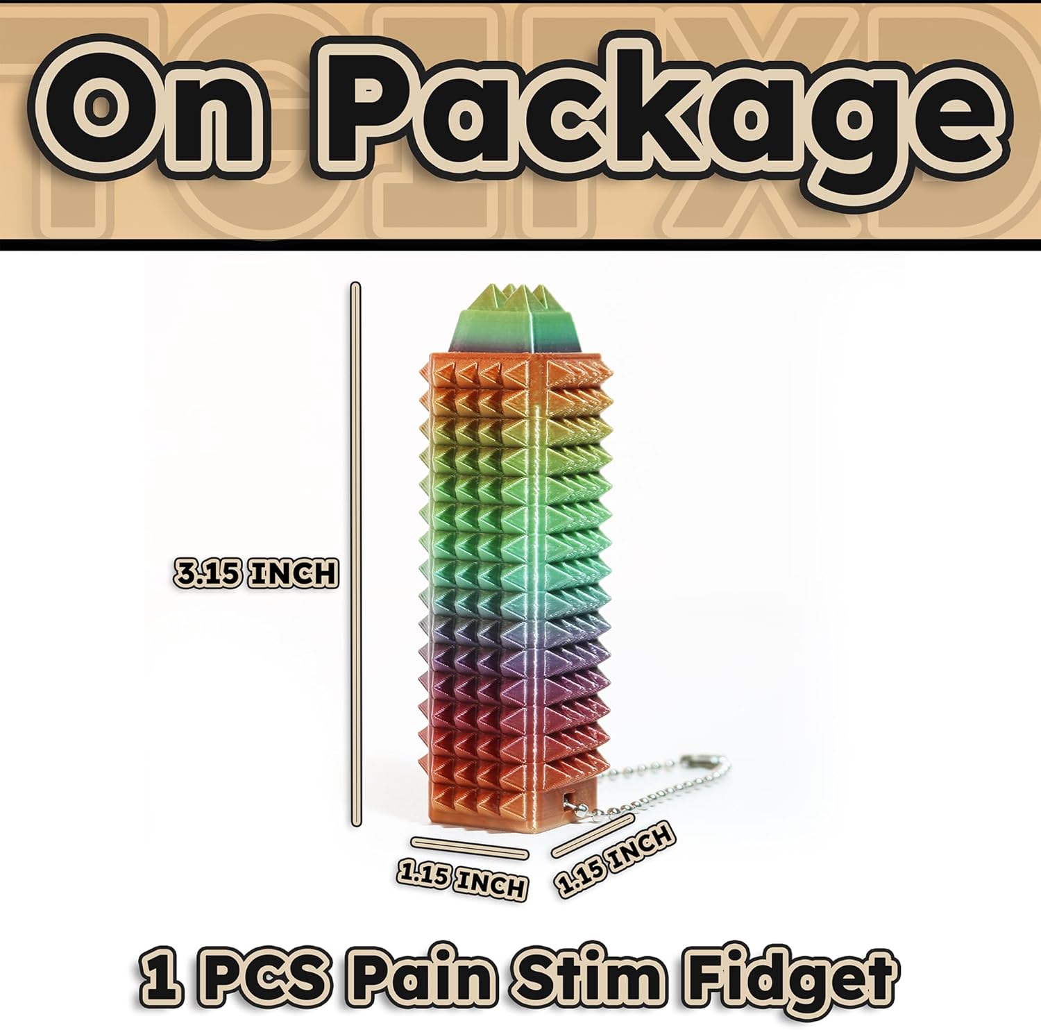 Pain Stim Fidget with Clicky Button - Pocket-Sized Ouchies Fidget for Adjustable Stress Relief and Focus (Rainbow)