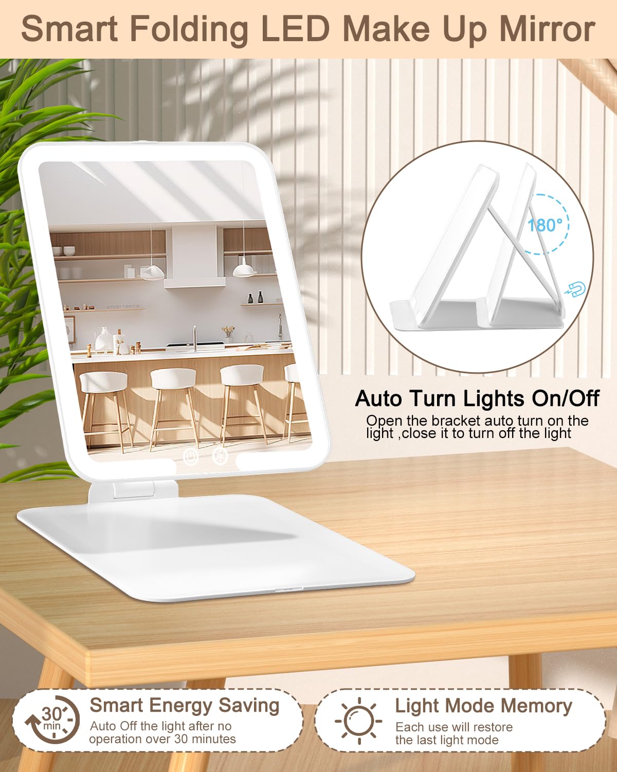 Generic Miroir Maquillage Lumineux avec LED, Miroir de