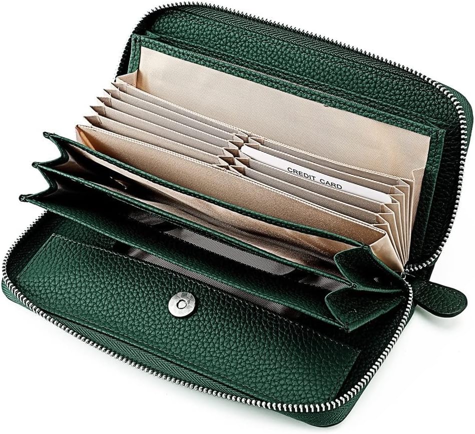 The First Layer Of Cowhide Leather Men And Women Card Bag Storage Coin Bit Ticket Clutch Zipper Long Wallet(A)