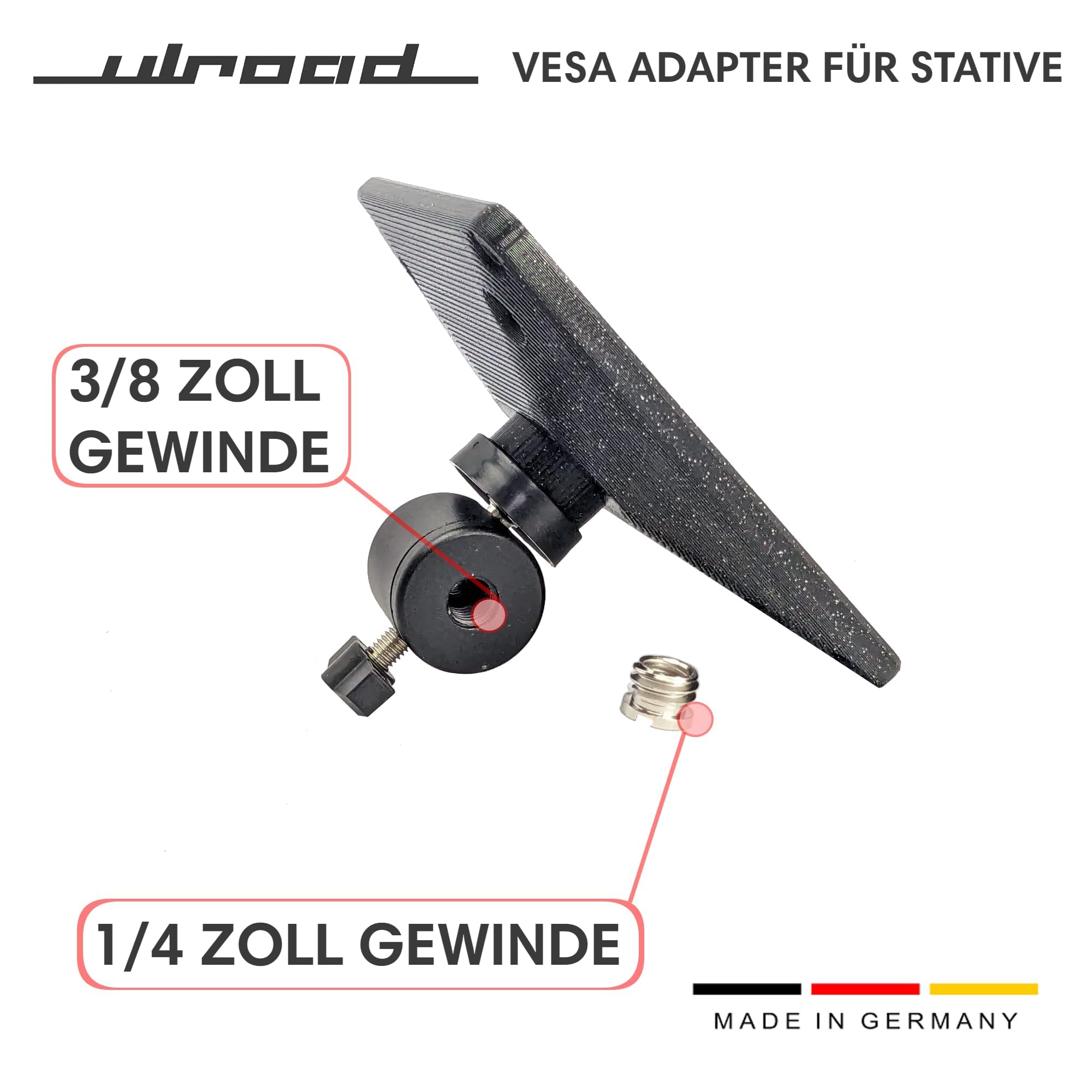 Stativ VESA Adapter 75 I 100 für Kamerastativ mit Kugelkopf-Stativkopf 3/8" 1/4" Monitor Bildschirm Studio Halterung