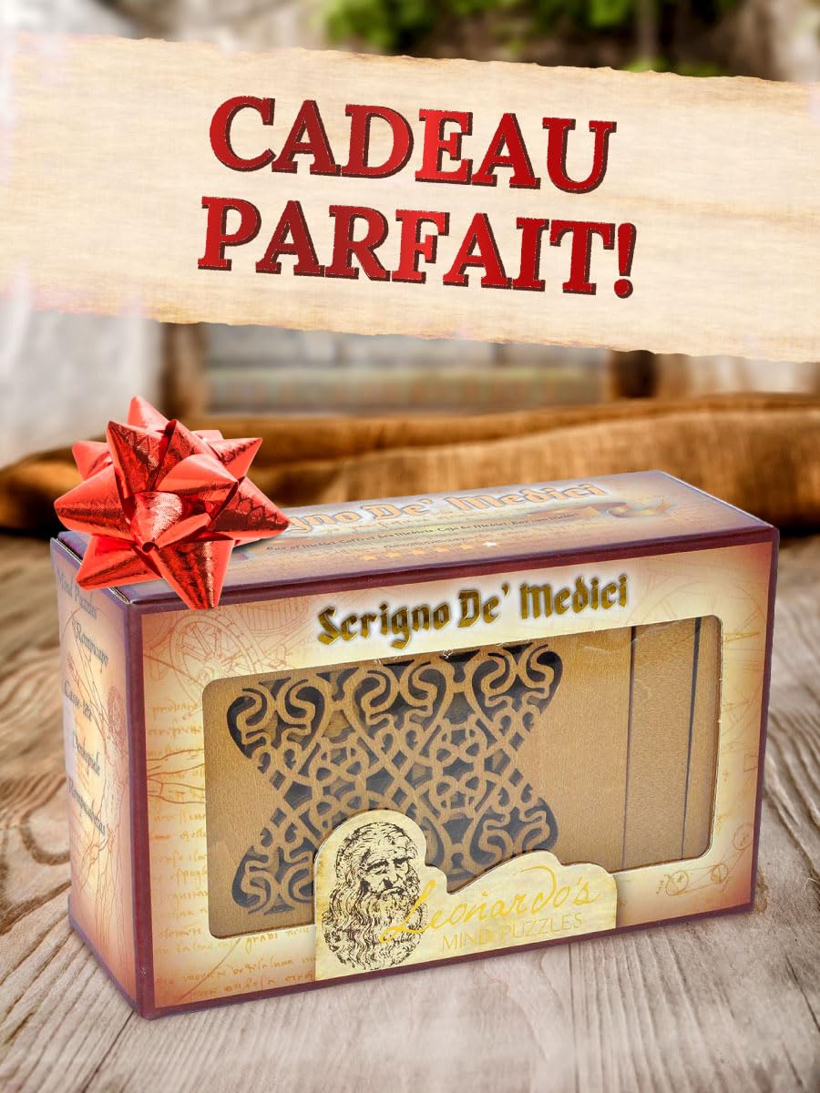 Logica Jeux Art. Coffre de' Médicis - Casse-tête en Bois - Boîte Secret - Difficulté 5/6 Incroyable - Collection Leonardo da Vinci