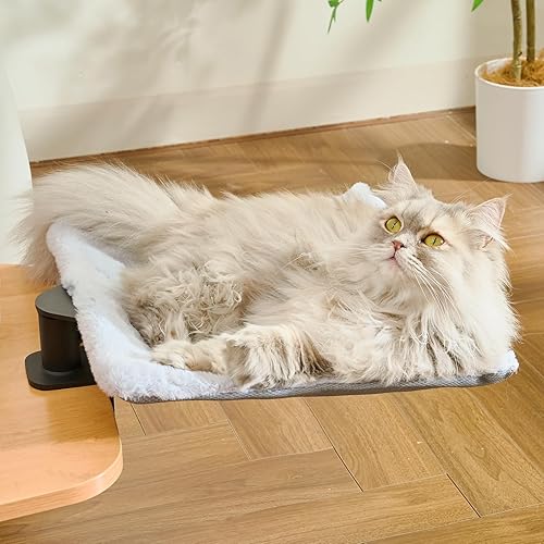 CATISM Lit de Bureau pour Chat Rotation de 360° Lit pour Chat avec 2 Tapis Remplaçables Hiver/été Hamac pour Votre Bureau 35 * 35cm jusqu'à 20 kg - rectangulaire