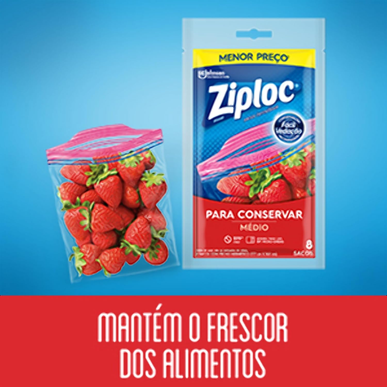 Ziploc Saco Hermético para Conservar Alimentos, Organizador, Médio, 24 Unidades Ziploc Saco Hermético para Conservar Alimentos, Organizador, Médio, 24 Unidades
