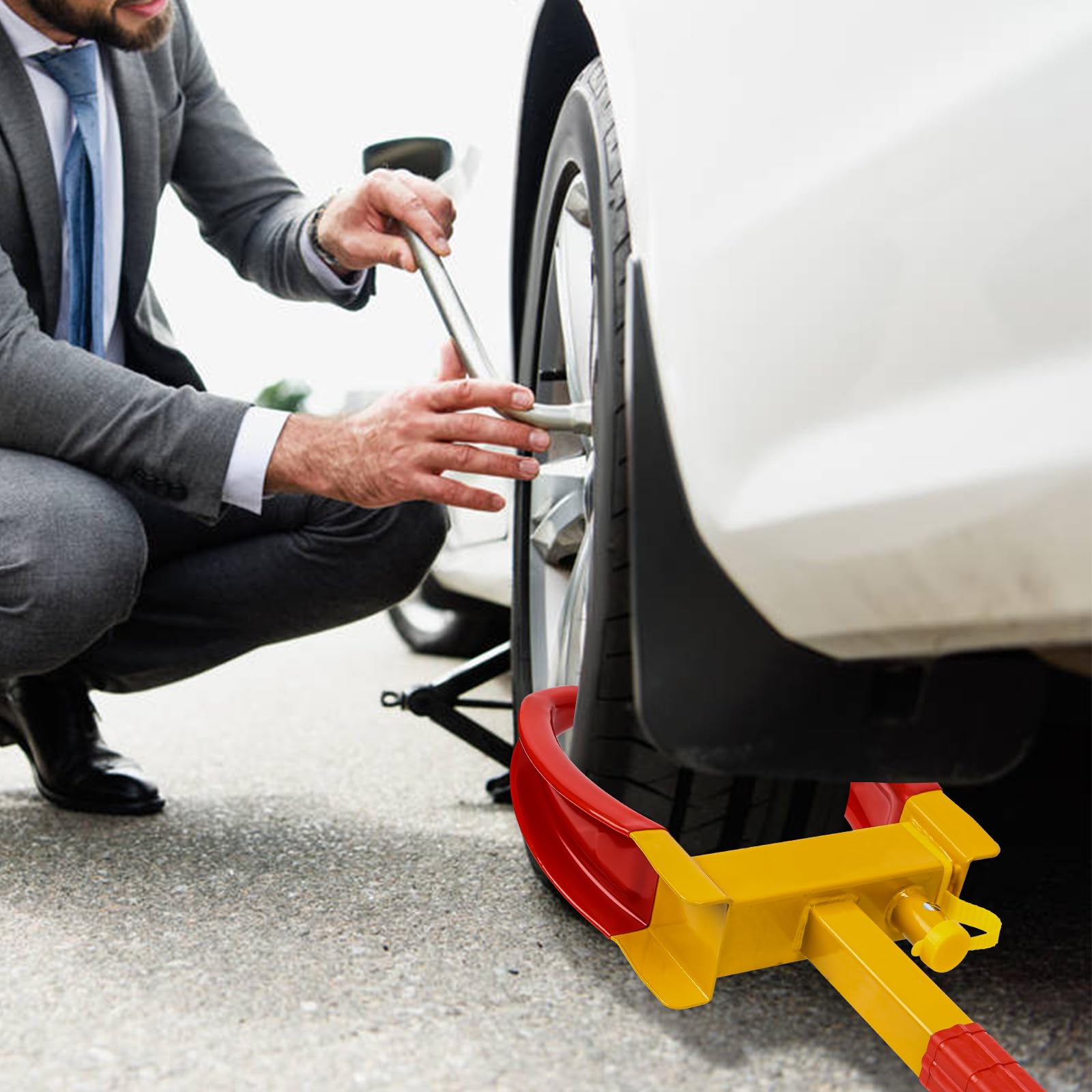 4 sztuki zaczepów na koła z 3 kluczami, immobilizer, zabezpieczenie przed kradzieżą PCW, cylinder zamykający z mosiądzu, do przyczep samochodowych, przyczep kempingowych