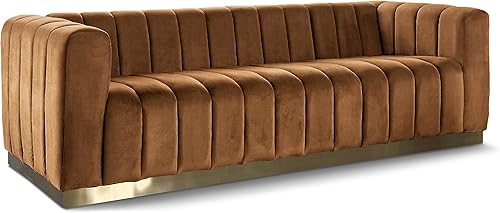 Miniatura 15 de Meridian Furniture 603Cream-S Colección Marlon Modern | Sofá tapizado de terciopelo contemporáneo con acolchado de canal profundo, base de acero