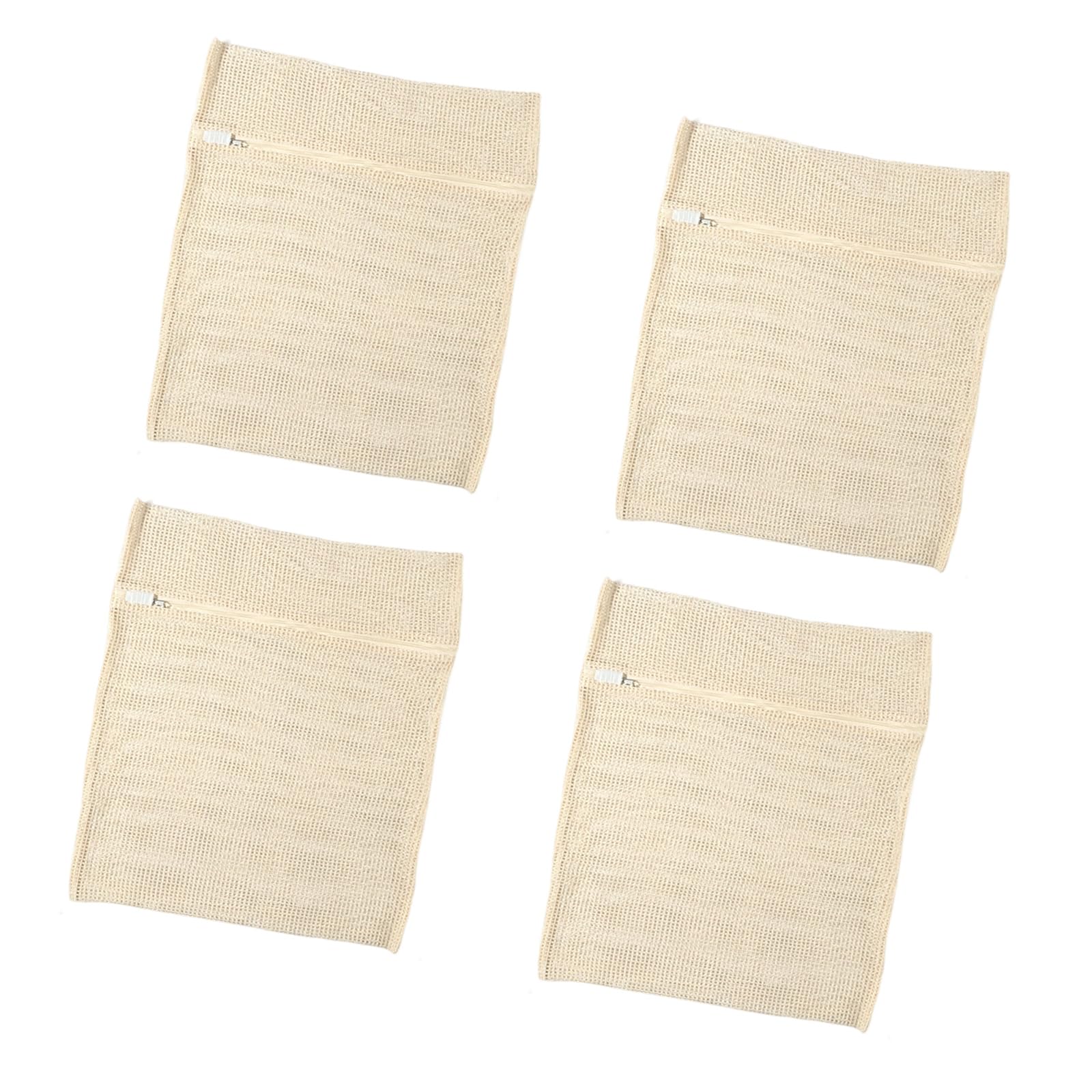 4PCS Thickened Cotton Laundry Bags with Reinforced Zippers, Breathable Mesh Garment Protectors for Delicates, Sweater, Machine Wash Zippered Laundry Bags for Delicates