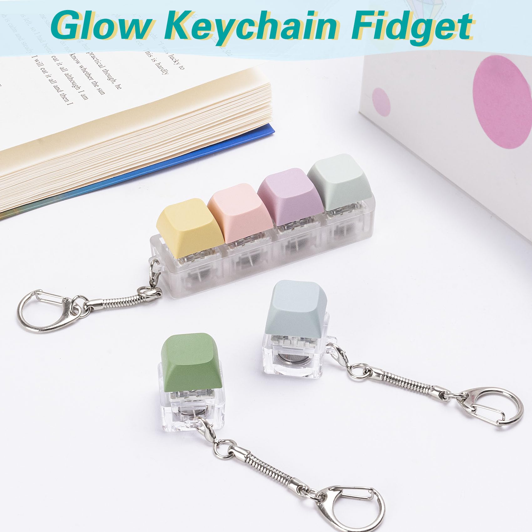 Llavero Antiestrés Con 4 Botones Y Luz LED | Juguete Fidget Teclado Clicker | Portátil Para Adultos | Alivia El Estrés Y Mejora La Concentración