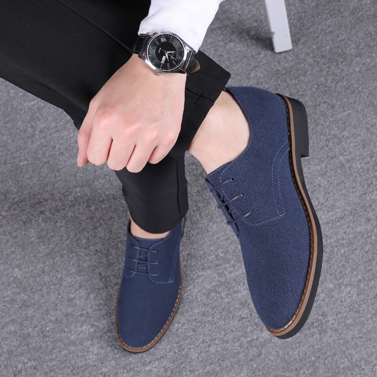 Asifn Hommes Robe Oxfords et Derbies Chaussures Cuir Classic Lacets Casual Suede Velours Low Top Affaires Chaussures Respirantes