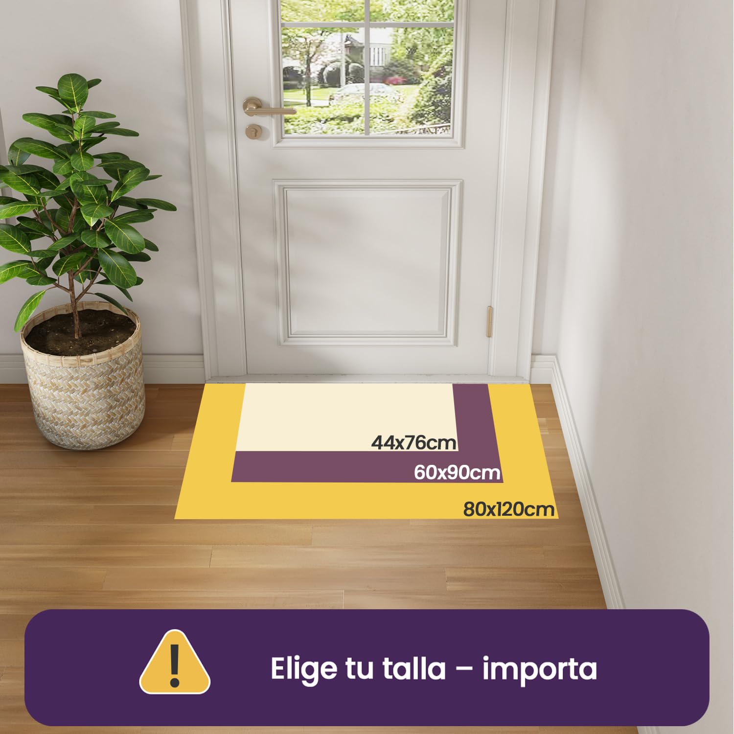 DEXI Felpudo Entrada Casa 60 x 90 cm, Alfombra Entrada Antideslizante, Absorbe Suciedad y Humedad, Felpudos Lavable Duradero para Puerta Interior, Perro, Beige