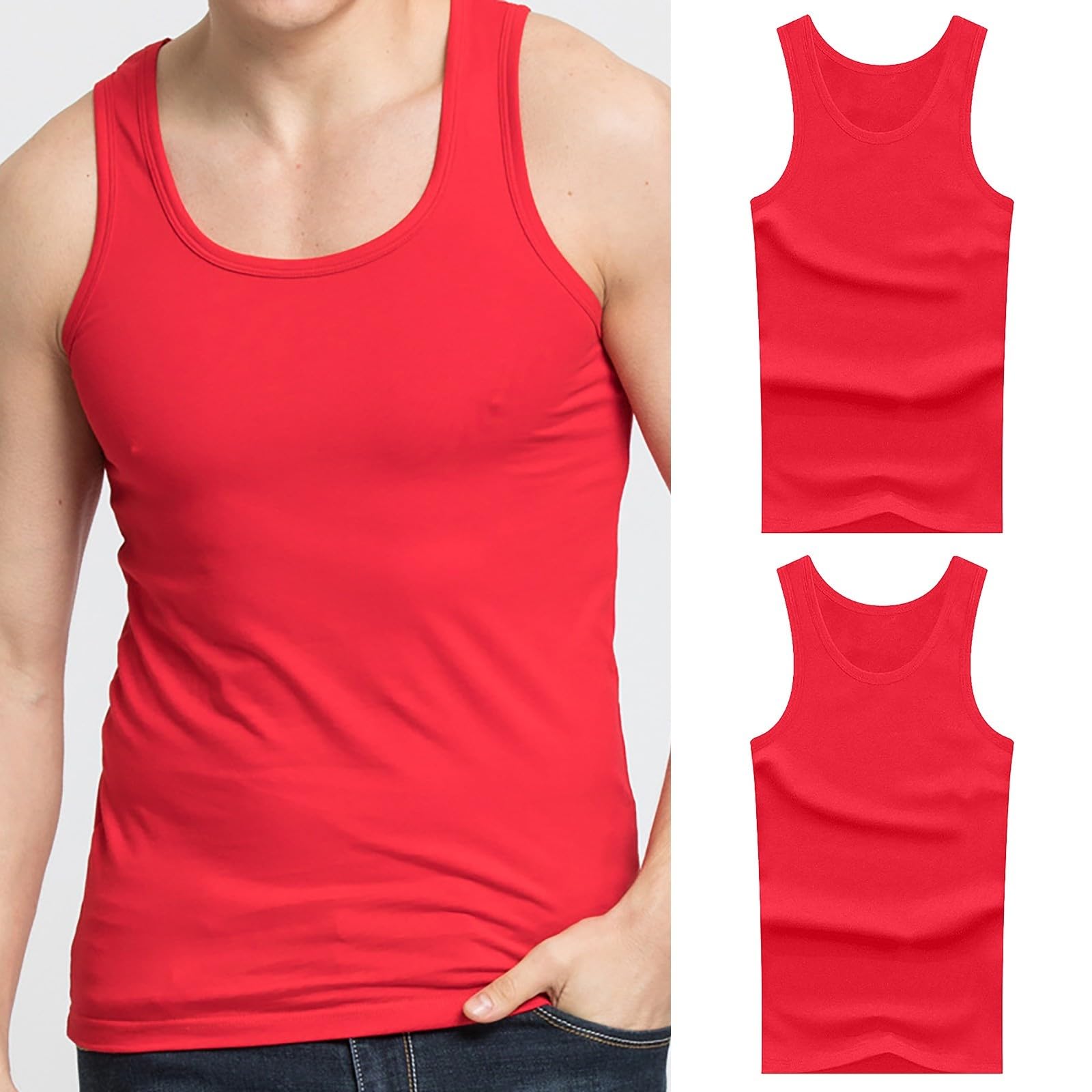 Ärmelloses T-Shirt für Herren, Sommer, Fitness, Tank-Top, schmale Passform, einfarbig, atmungsaktiv, ärmellos, Sport, Freizeit, Laufen, Workout
