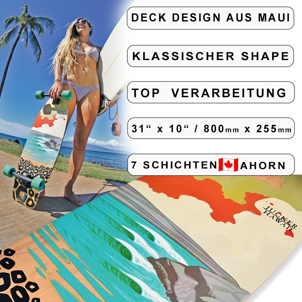JUCKER HAWAII Surfskate // Skatesurfer // Carving Skateboards de Meilleur entraînement au Surf // Axe de surfskate Super Mobile // Différents Designs hawaïens