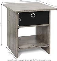 Vista 169 de Furinno- Colección Andrey- Mesa auxiliar, estación de carga con puerto USB y puerto tipo C c/compartimento de almacenamiento, 15.55 pulg ancho x