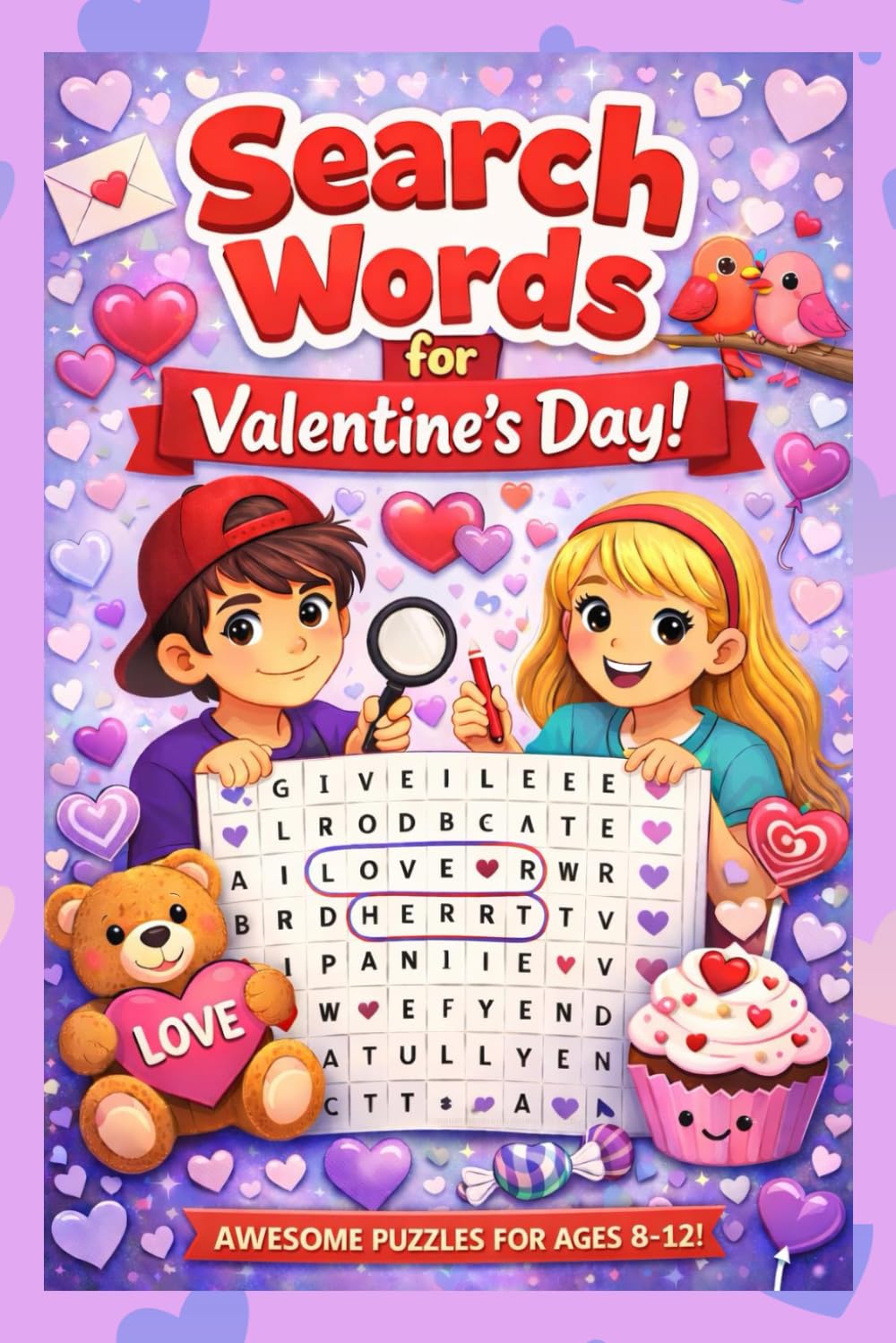 Valentine's Day Word Search Puzzle for Kids: Fun Puzzle Book for Ages 8-12