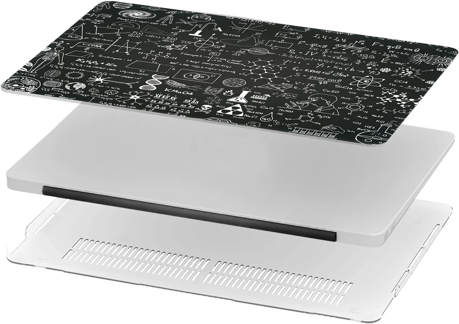 Mertak Hard Case Compatible with MacBook Pro 16 14 Air 15 13 inch M3 M2 M1 Mac 2024 2023 2022 2018 Pattern Mathematics Clear Black Protective Science Touch Bar Cover Physics Plastic Nerd Print Design
