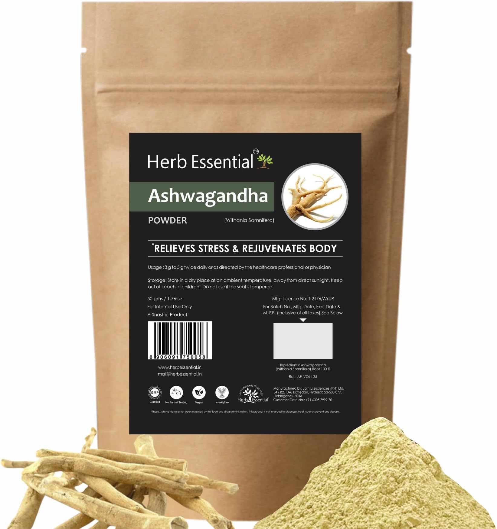 Herb Essential Pure Ashwagandha Powder - 50 g