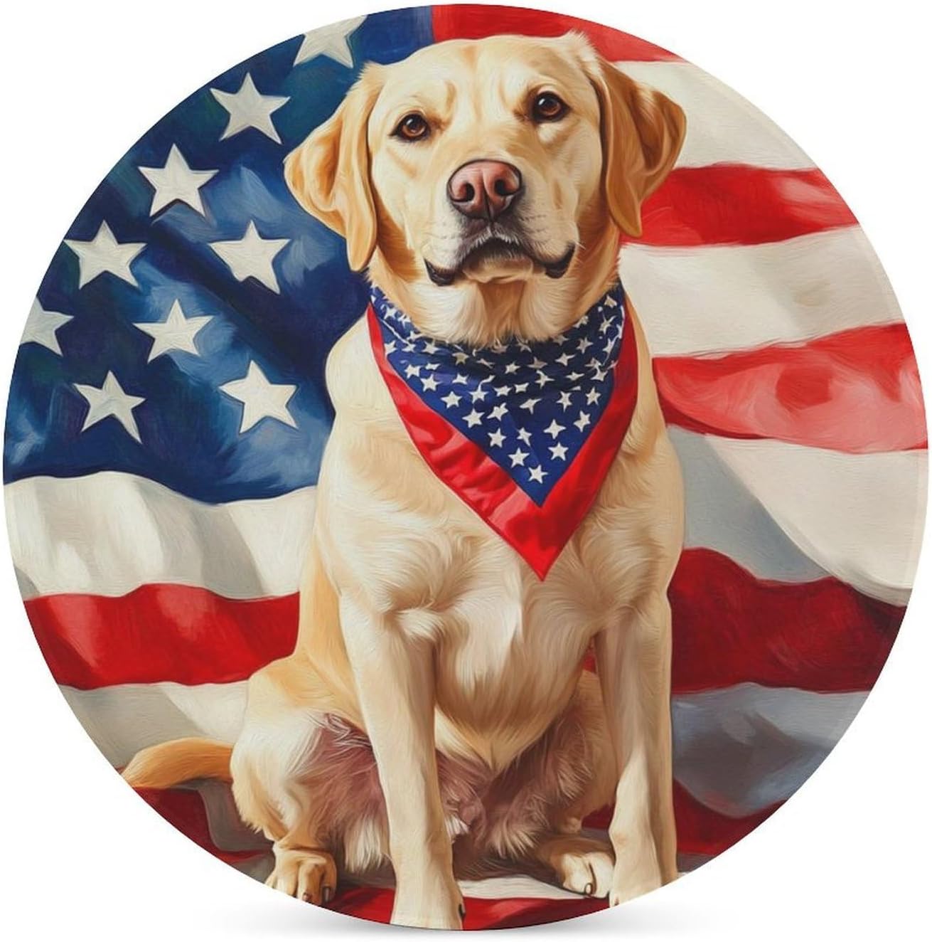 Labrador Dog U.S. Flag Funny Round Ceramic Coasters for Drink Absorbent Cup Holders Tabletop Protection