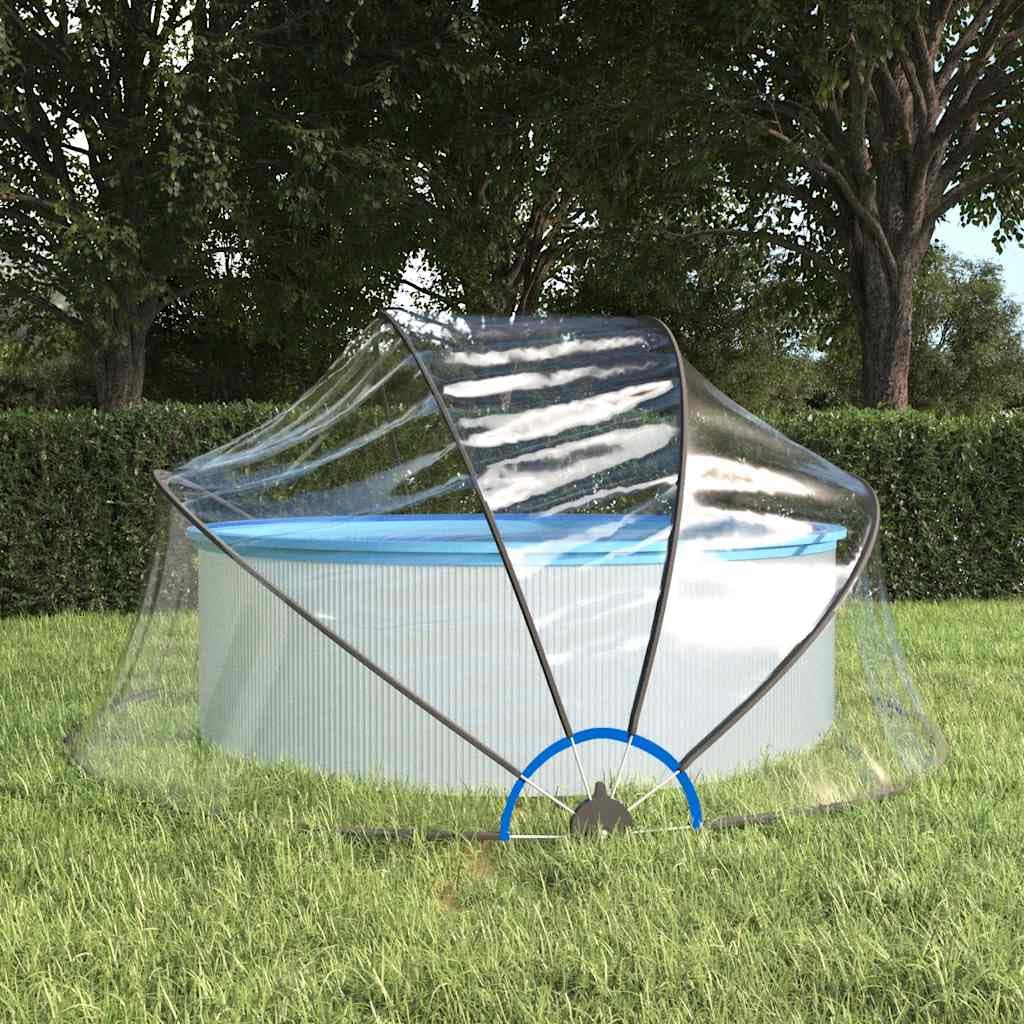 Mangloder - Cúpula redonda para piscina, 315 x 158 cm, PVC y fibra de vidrio, cubierta transparente para piscina, con UPF 30, mecanismo plegable, fijación, jardín exterior