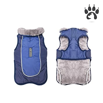 Easiestsuck Warm Dog Jacket, Dog Apparel with Plus Fleece Neckline,Windproof Water Repellent Cozy Cold Weather Dog Coat Lining Winter Dog Thick Vest for Outdoor Small Medium Large Dogs