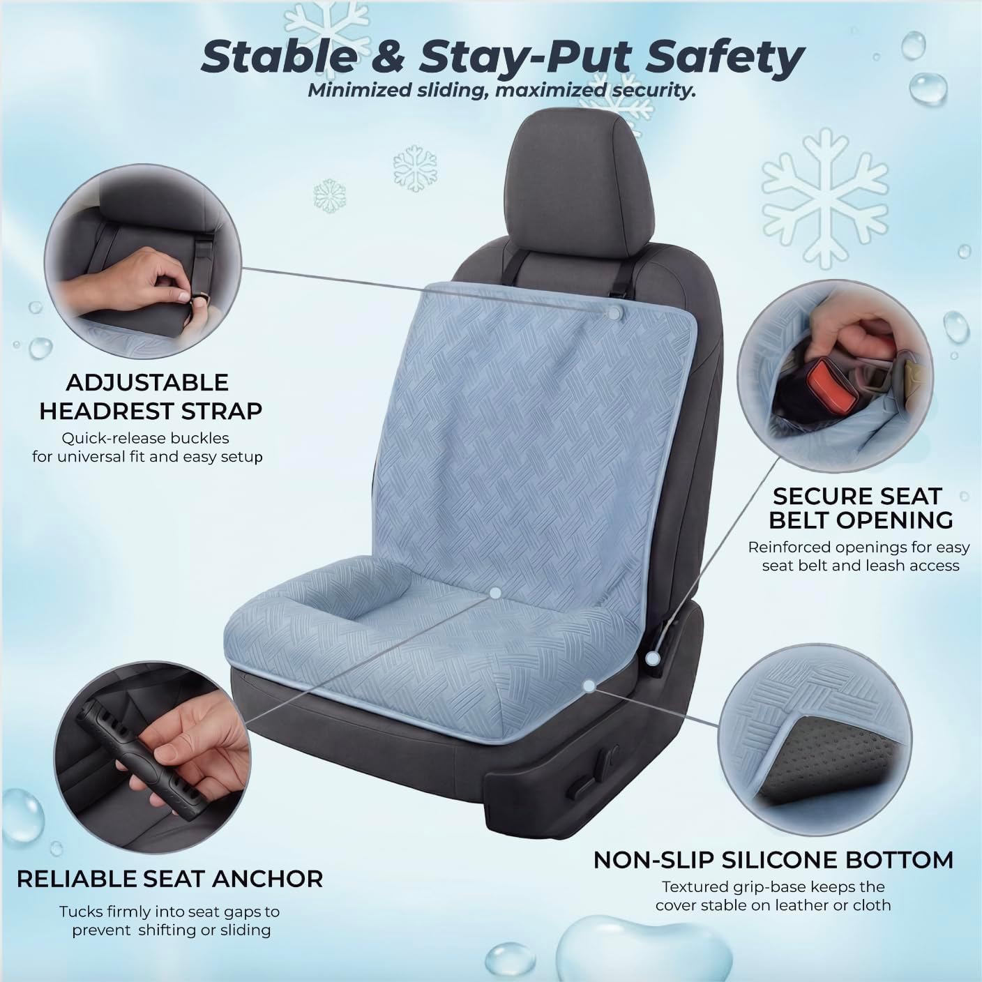 Premium Dog Cooling Car Seat Mat for Small Dogs & Puppies, Front Seat Travel image 5