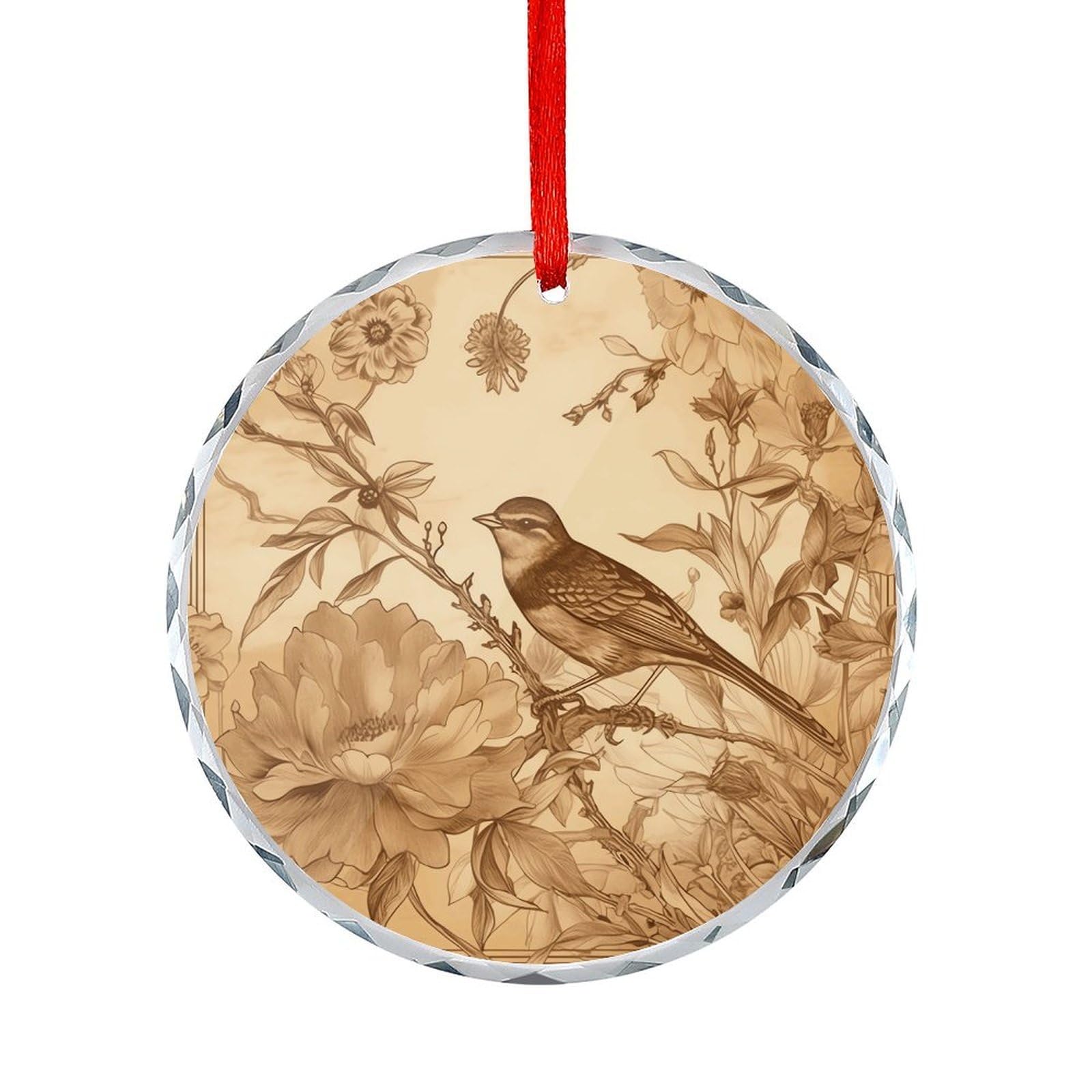 Btcowzrv Style A Bird In The Field Round Ornament Hanging Pendant Decor