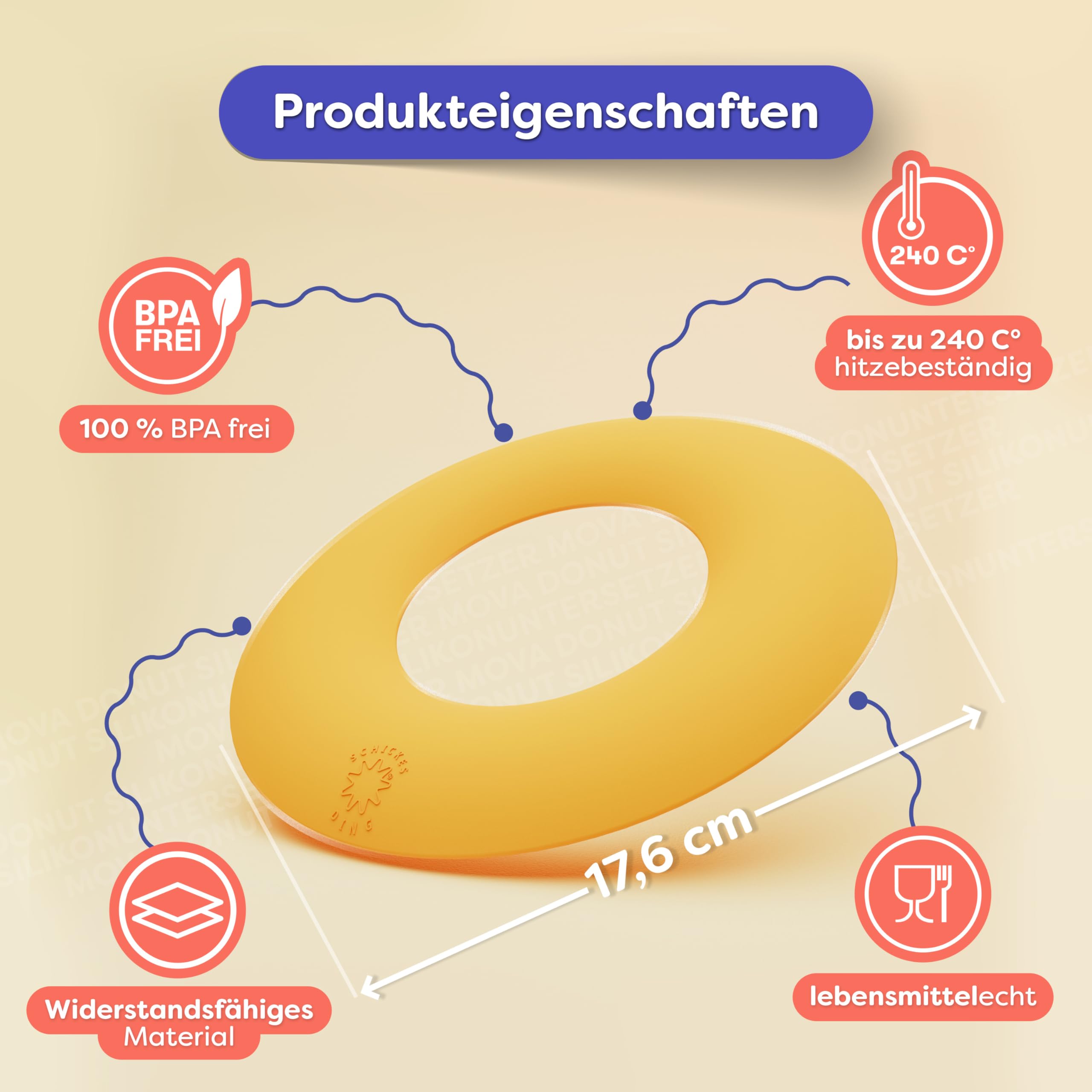Silikon Untersetzer BPA frei, hitzebeständig bis 240 °C, Topf Untersetzer für Töpfe, Pfannen, Teekannen und Backbleche, rutschfest, spülmaschinenfest, Mova Donut (Graphite Grey, 3er-Set)