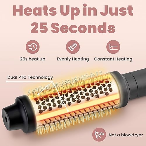 Miniatura 5 de Cepillo térmico ondulado soplado Rizador caliente redondo de 1.5 pulgadas, rizador de pelo, herramientas de peinado soplado de 1 1/2 pulgadas