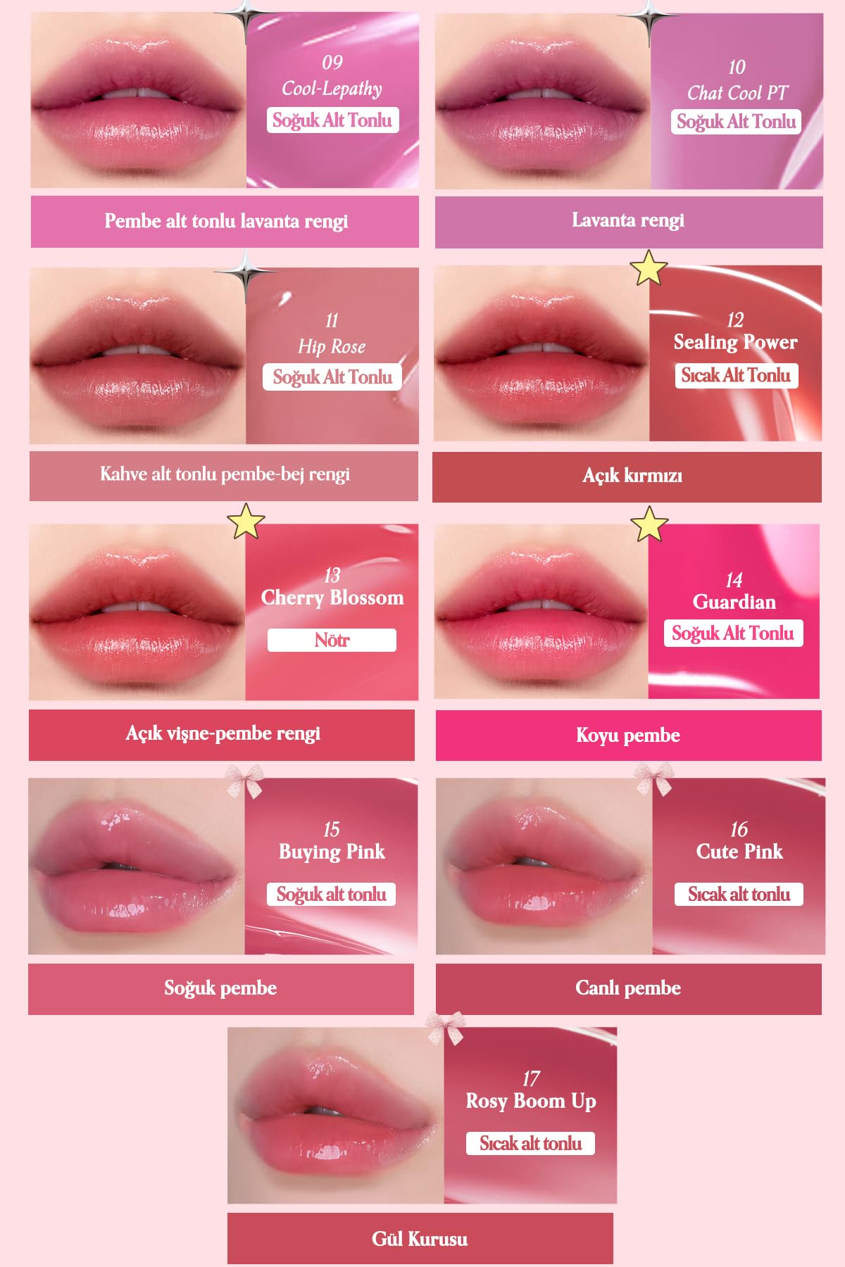 Peripera Doğal Tonlarda, Uzun Süre Kalıcı, Işıltılı Tint Water Bare Tint (#16 Cute Pink)
