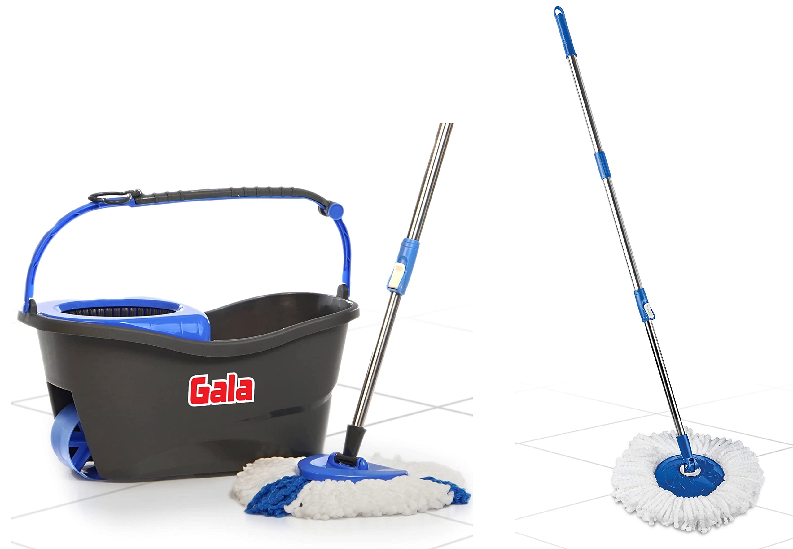 Gala Turbo Spin Mop Removes Over 99% Bacteria,Triangular Head & Easy Big Wheel with 2 Refills,Floor