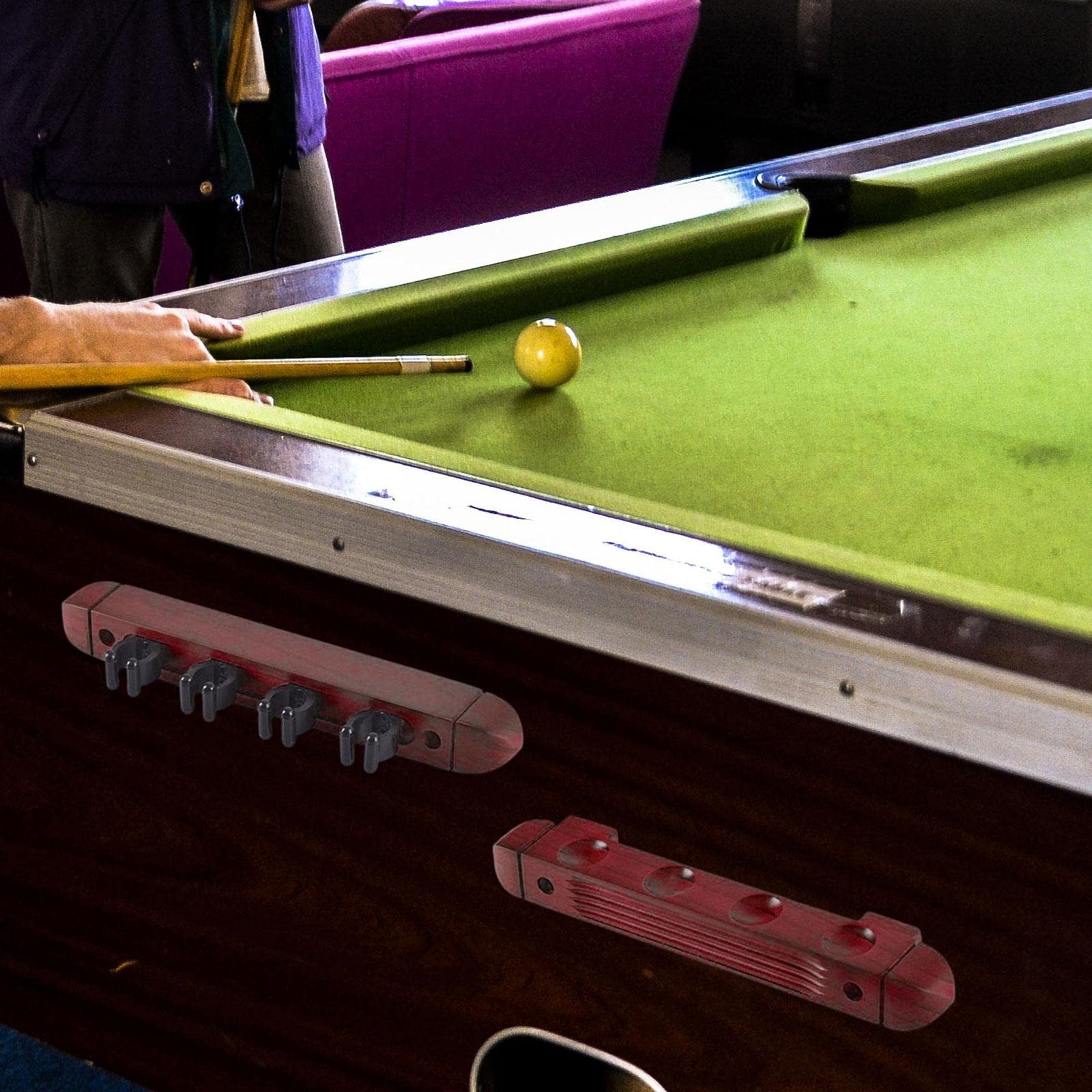 Griffe de Porte-Queue de Billard, Repose-Queue de Billard, Support de Rangement en Bois, Support Mural pour 4 bâtons de Billard, Support Mural avec 4, Rouge