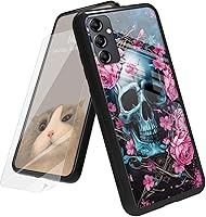 Vista 120 de Funda para Samsung Galaxy A12 5G con protector de pantalla, parte trasera de vidrio templado + TPU de silicona suave que absorbe los golpes