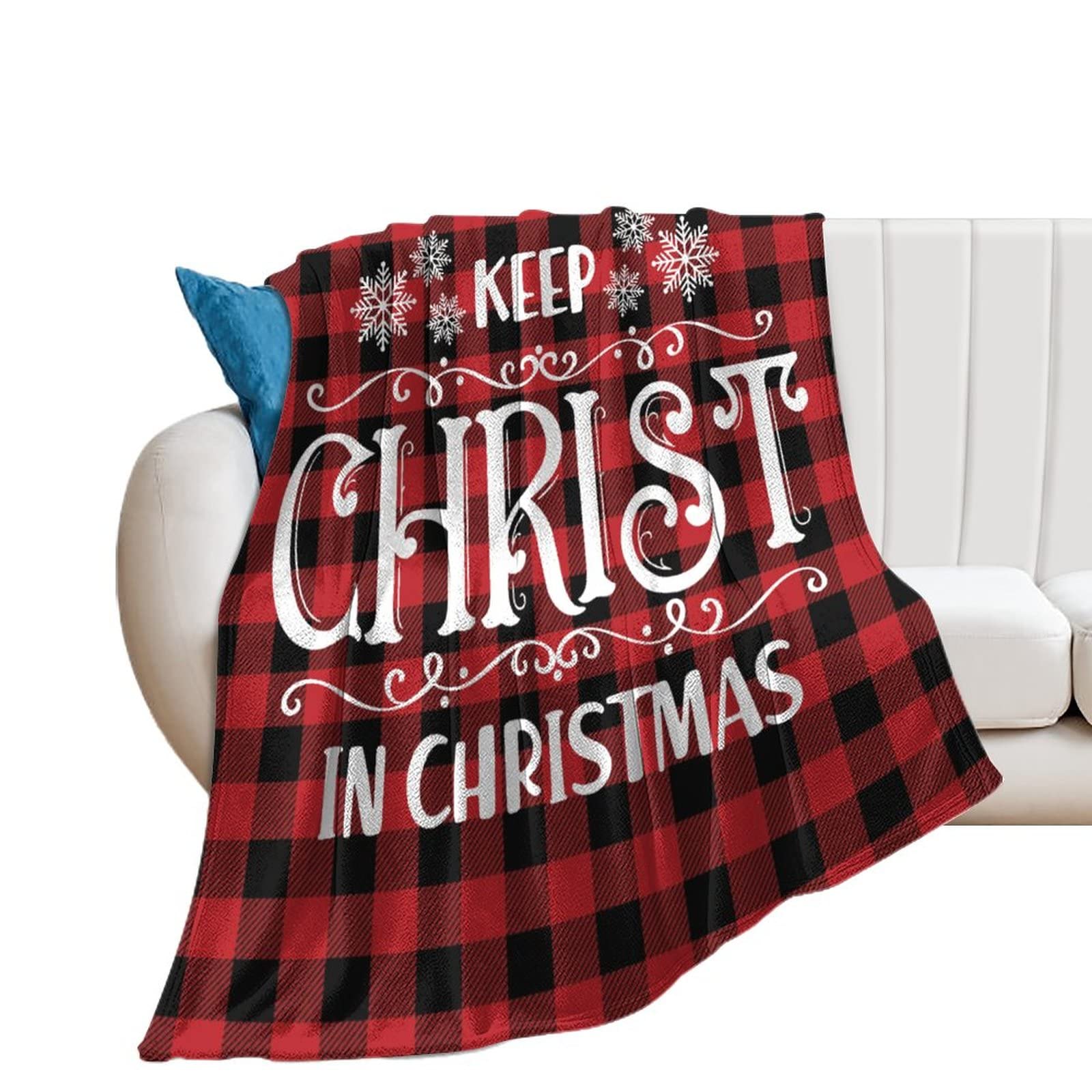Jeté de lit en flanelle, le cadeau chrétien idéal Keep Christ in Christmas 178x203cm