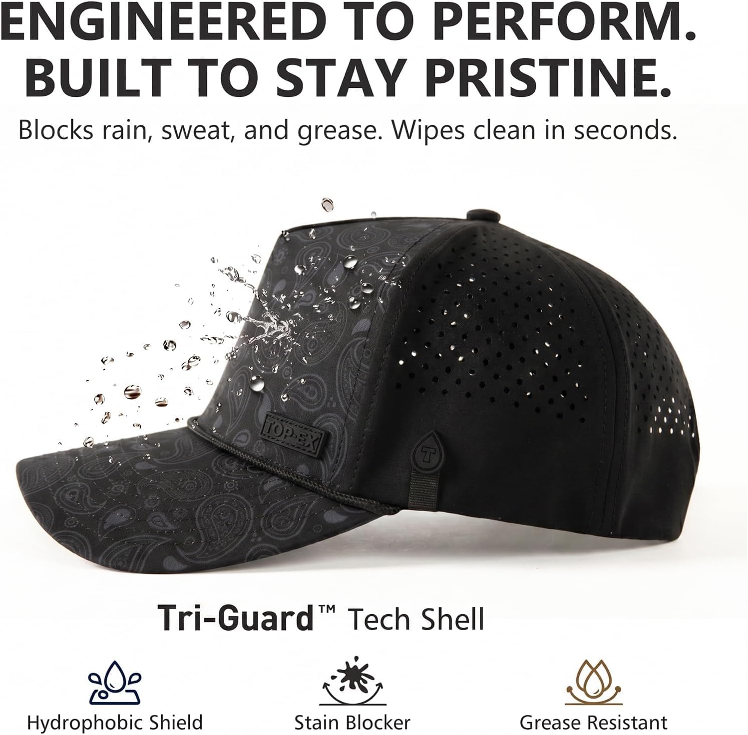 TOP-EX Cap Men's Lead Baseball Cap Snapback Cap Waterproof UV Protection Breathable Sports Hat Summer Golf Cap image 2