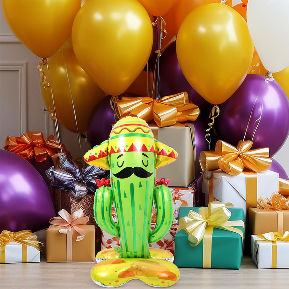 4 Stück Kaktus Folienballons aus Aluminiumfolie Grün für Partydeko